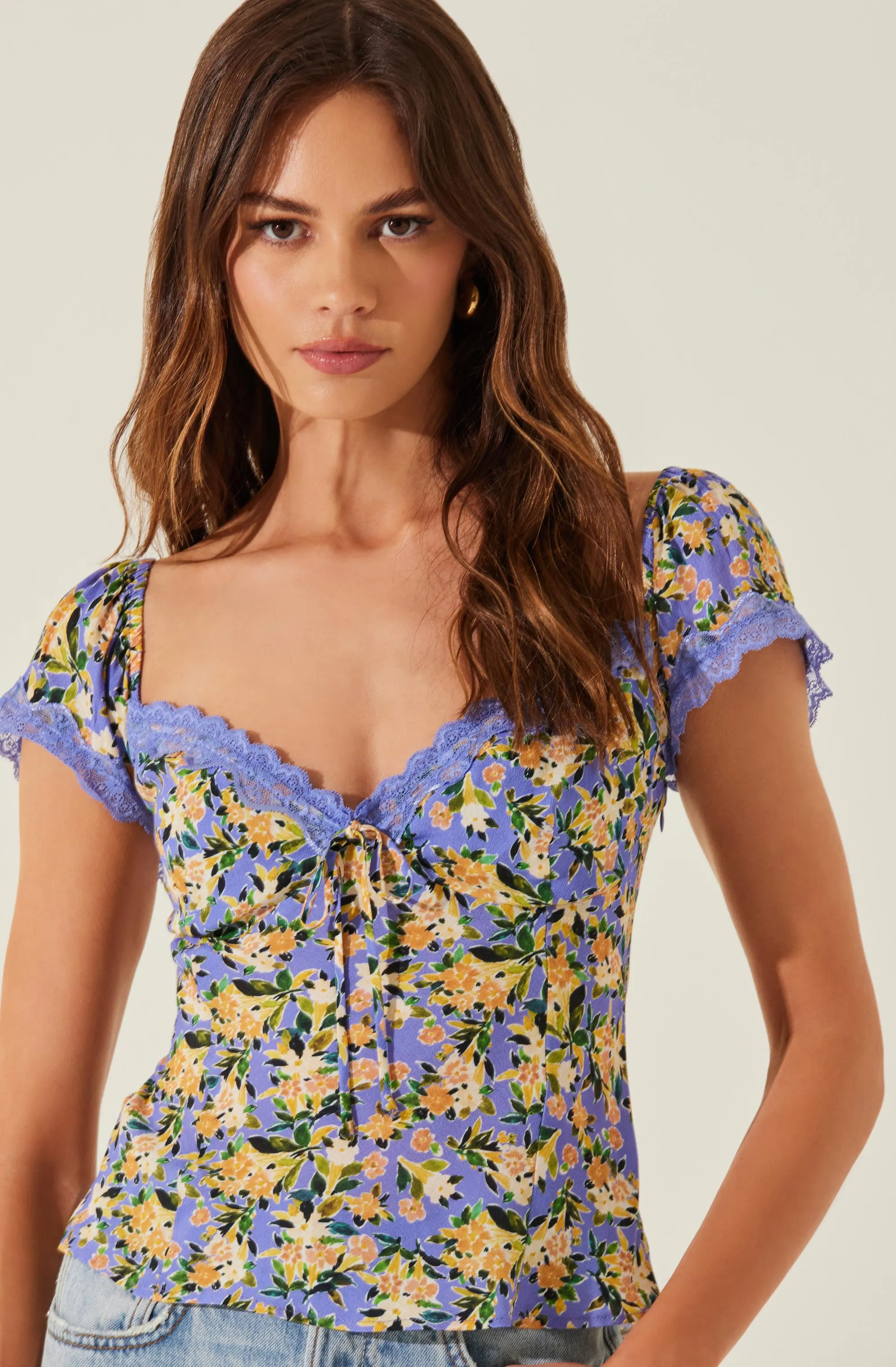 Floral Lace Trim Top