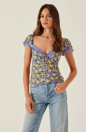 Floral Lace Trim Top