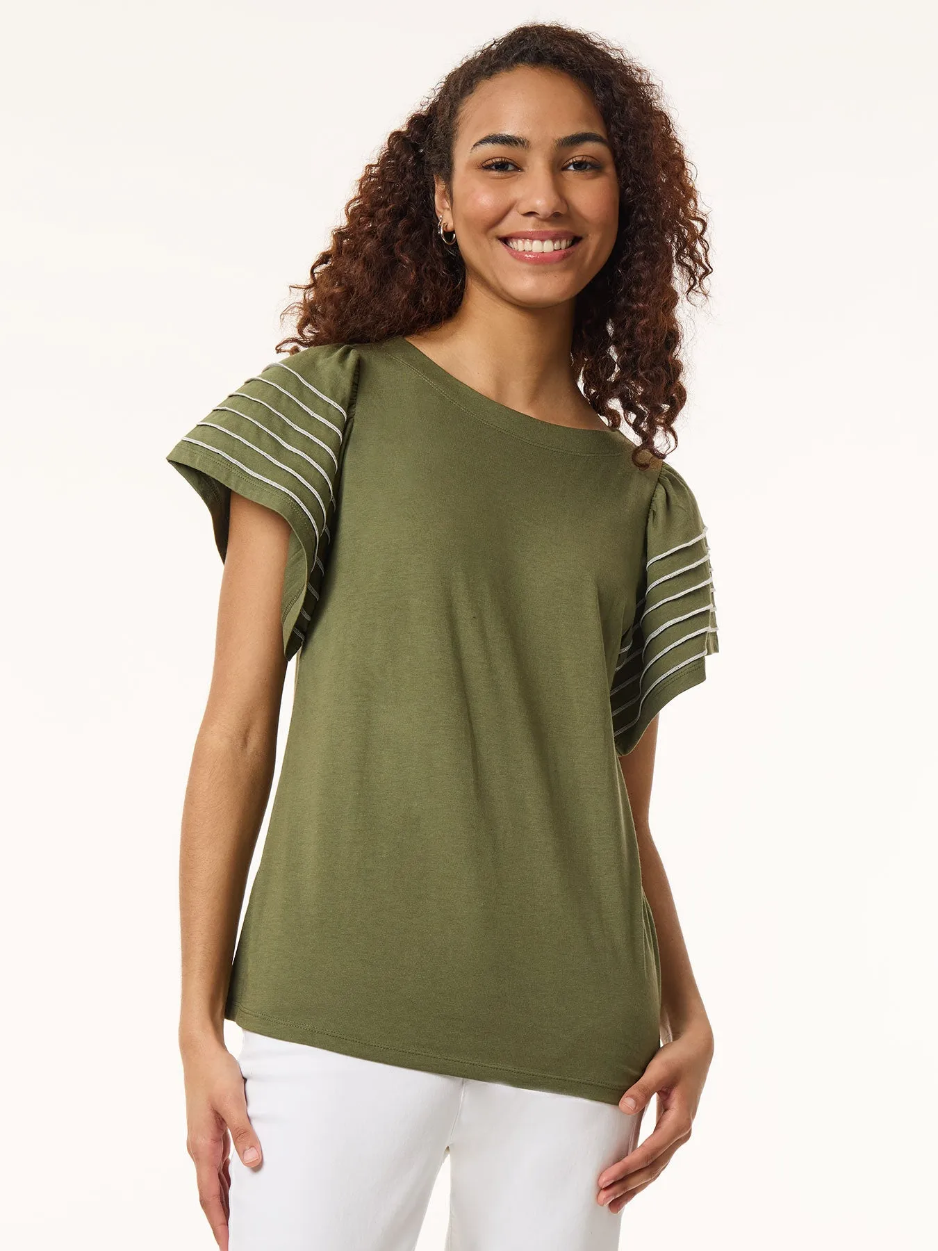 Flutter Short-Sleeve Top, Cotton Modal