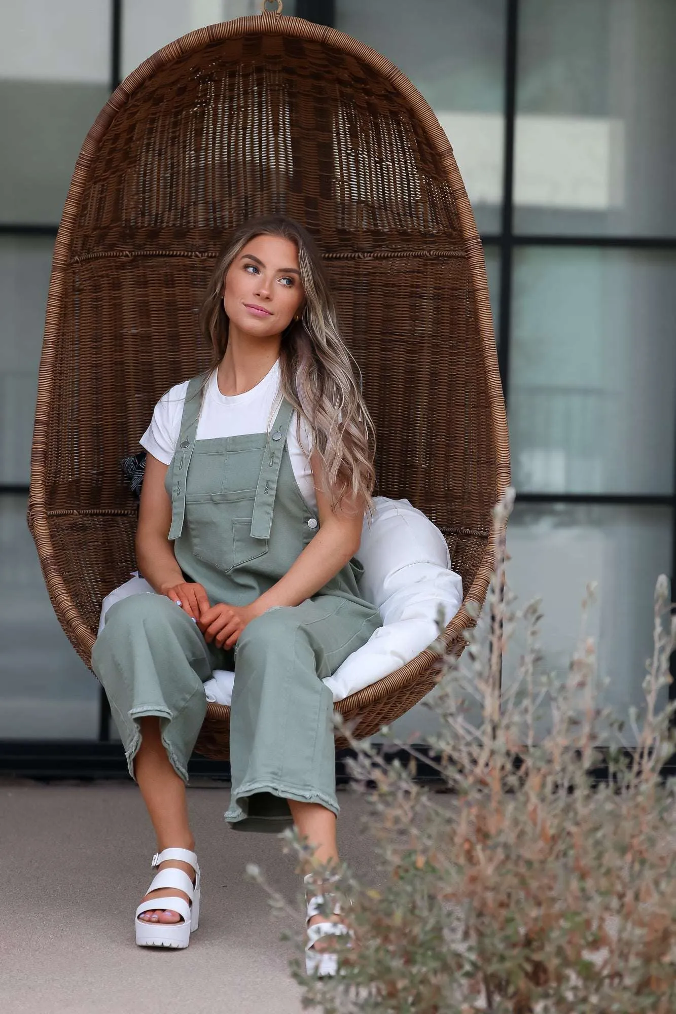 Frankie Denim Overalls in Sage | Nursing Friendly