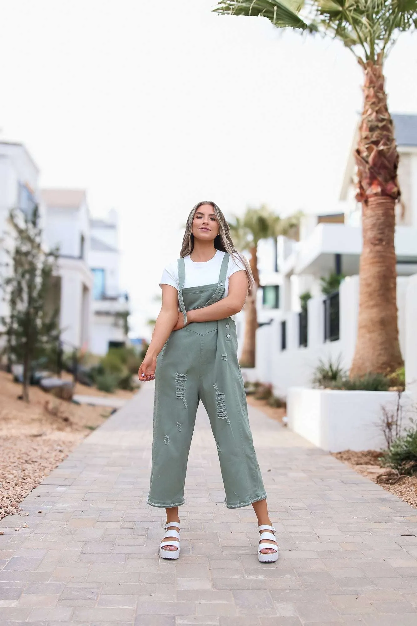 Frankie Denim Overalls in Sage | Nursing Friendly