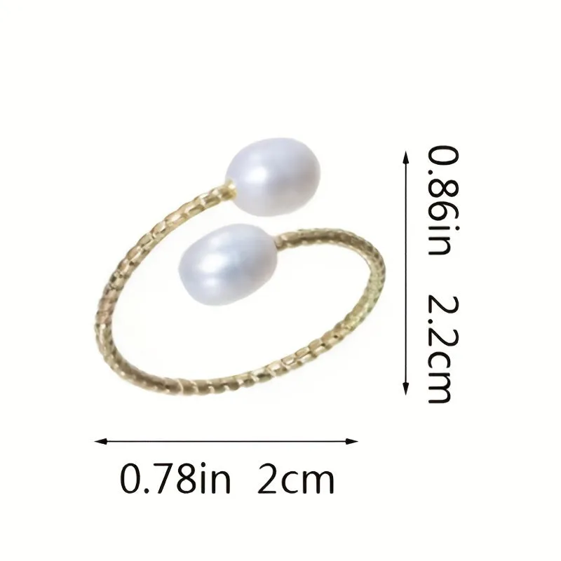 Freshwater Pearl Open Ring Elegant Adjustable Finger Ring Jewelry Decoration For Women