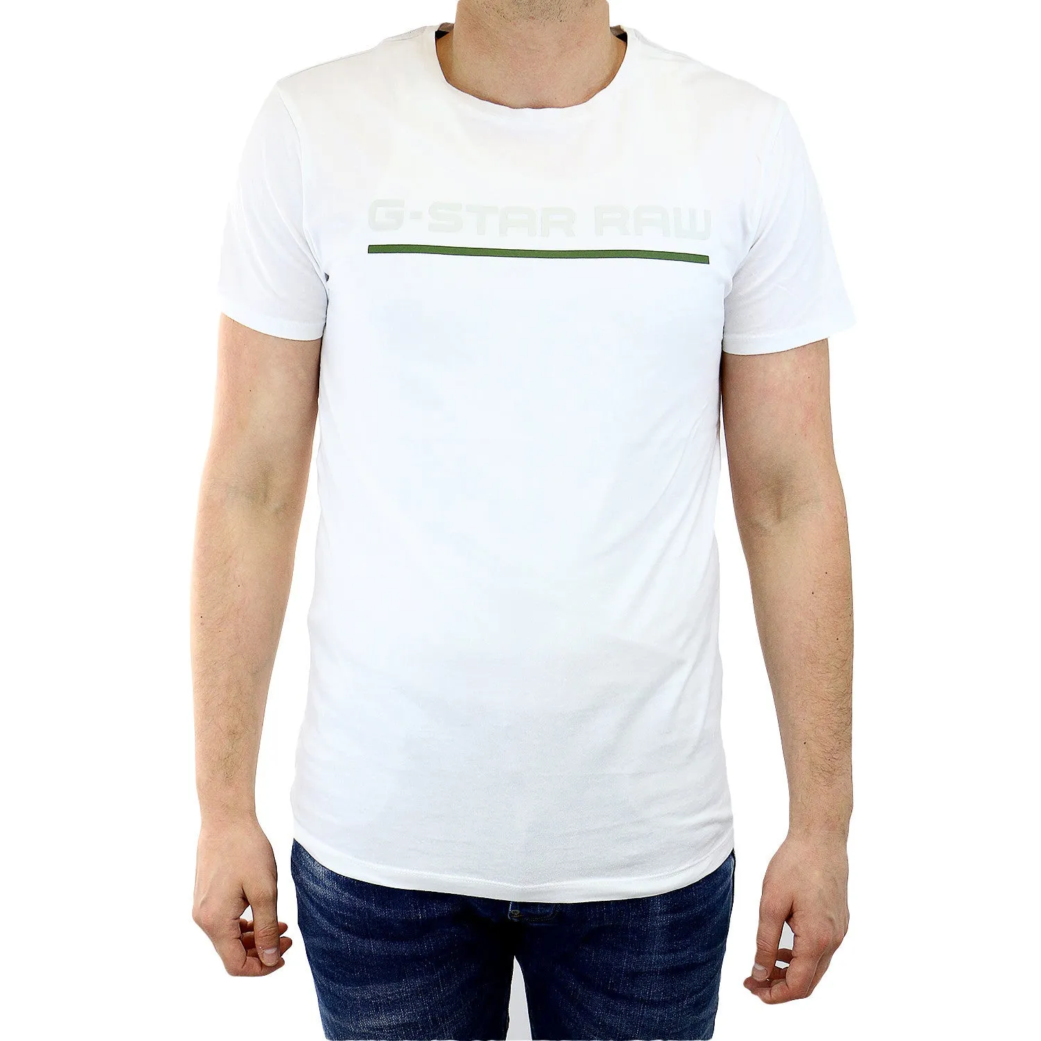 G-Star Rezton Long Crew Neck Shortsleeve T-Shirt Fashion Tee - White - Mens