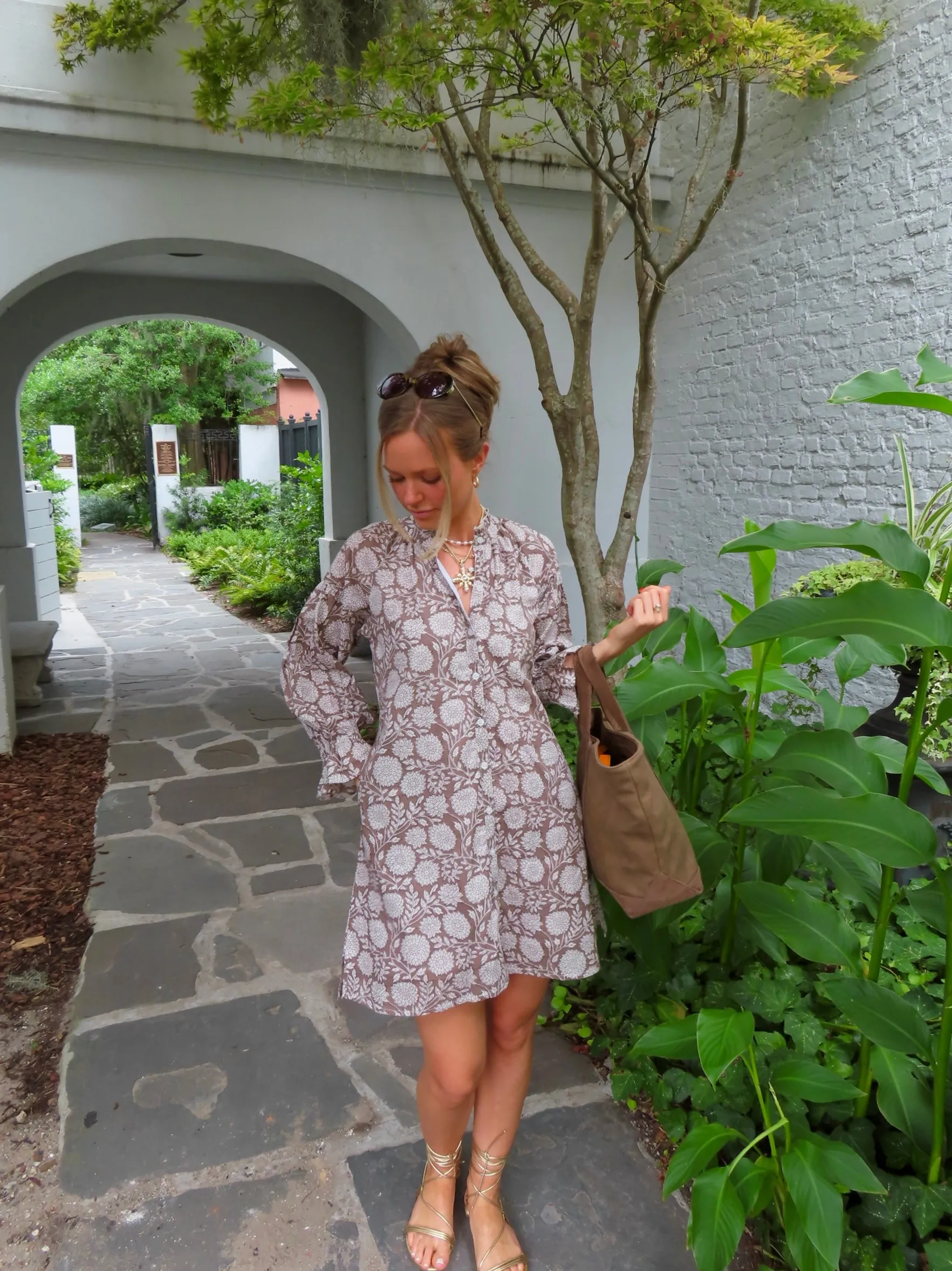 Geneva Mini Dress Taupe Floral