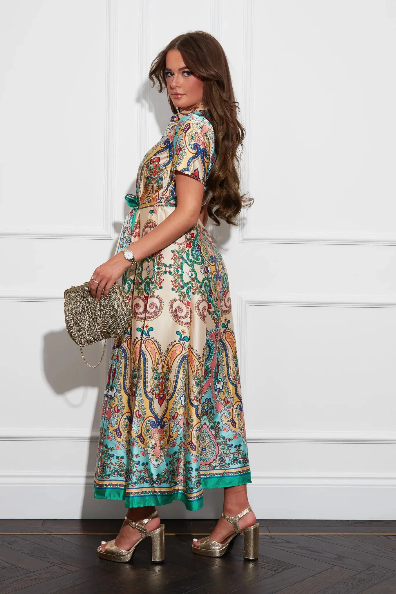 Girl in Mind Aurora Maxi Border Print Shirt Dress