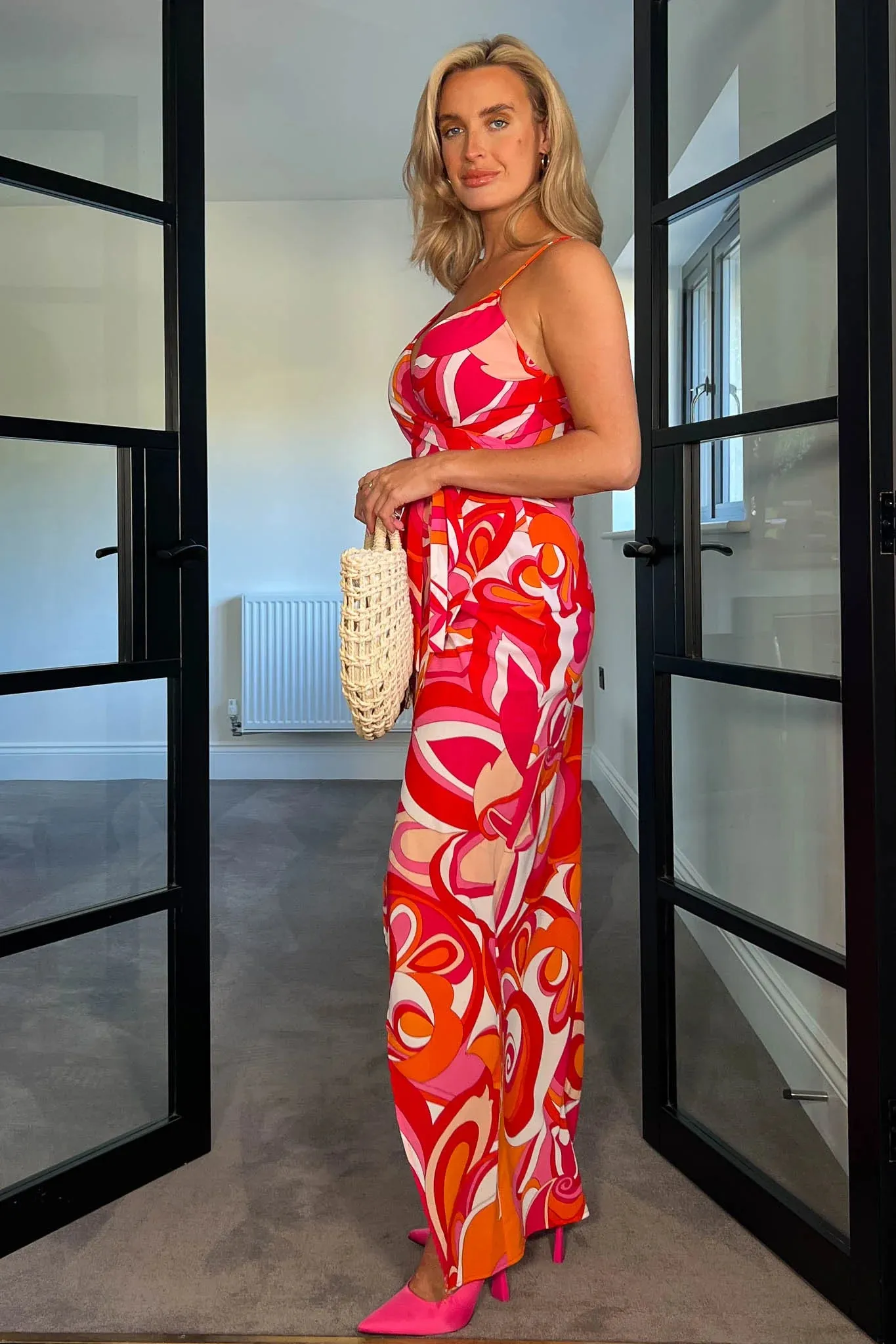 Girl in Mind Mia Pink and Orange Wrap Maxi Dress