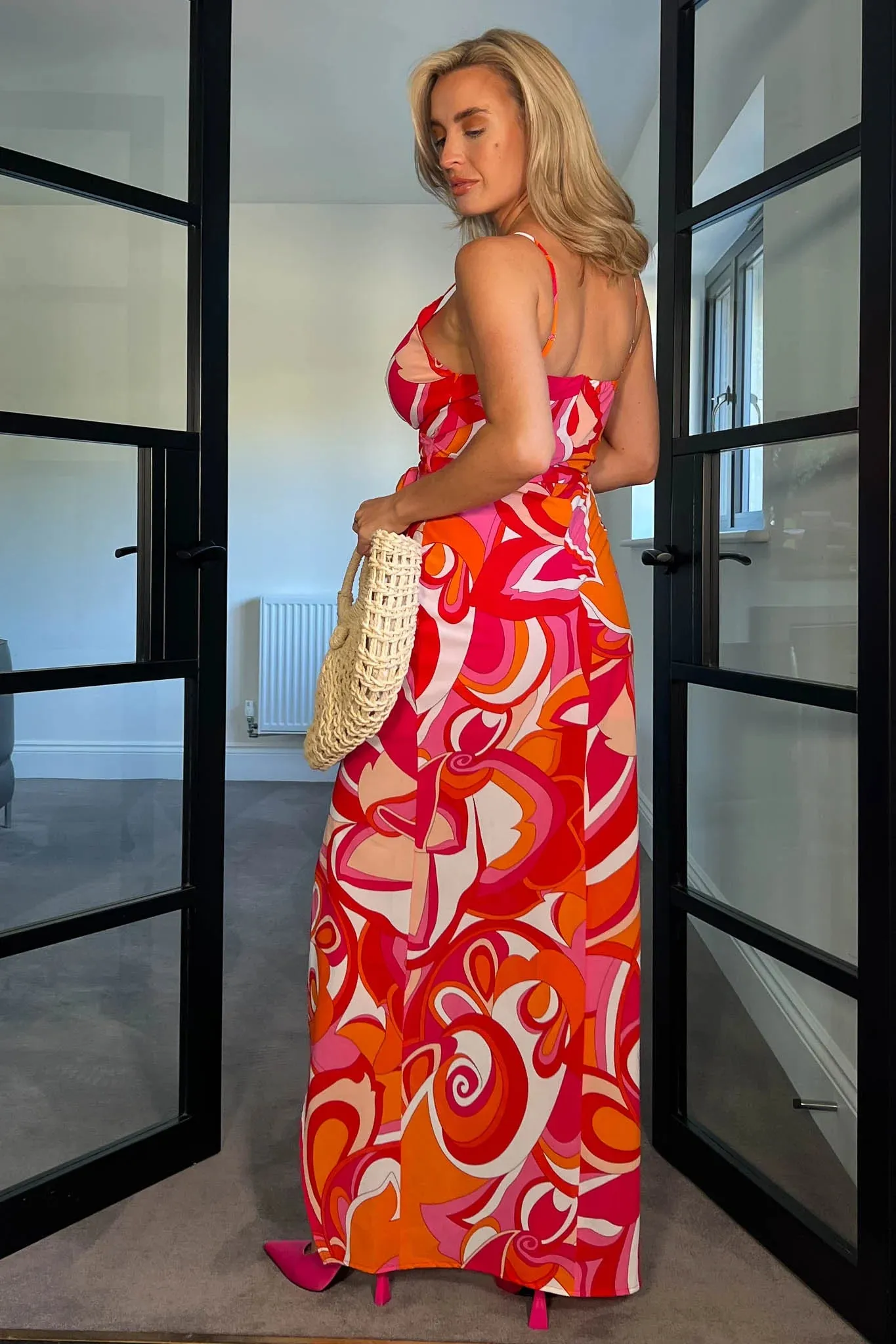 Girl in Mind Mia Pink and Orange Wrap Maxi Dress