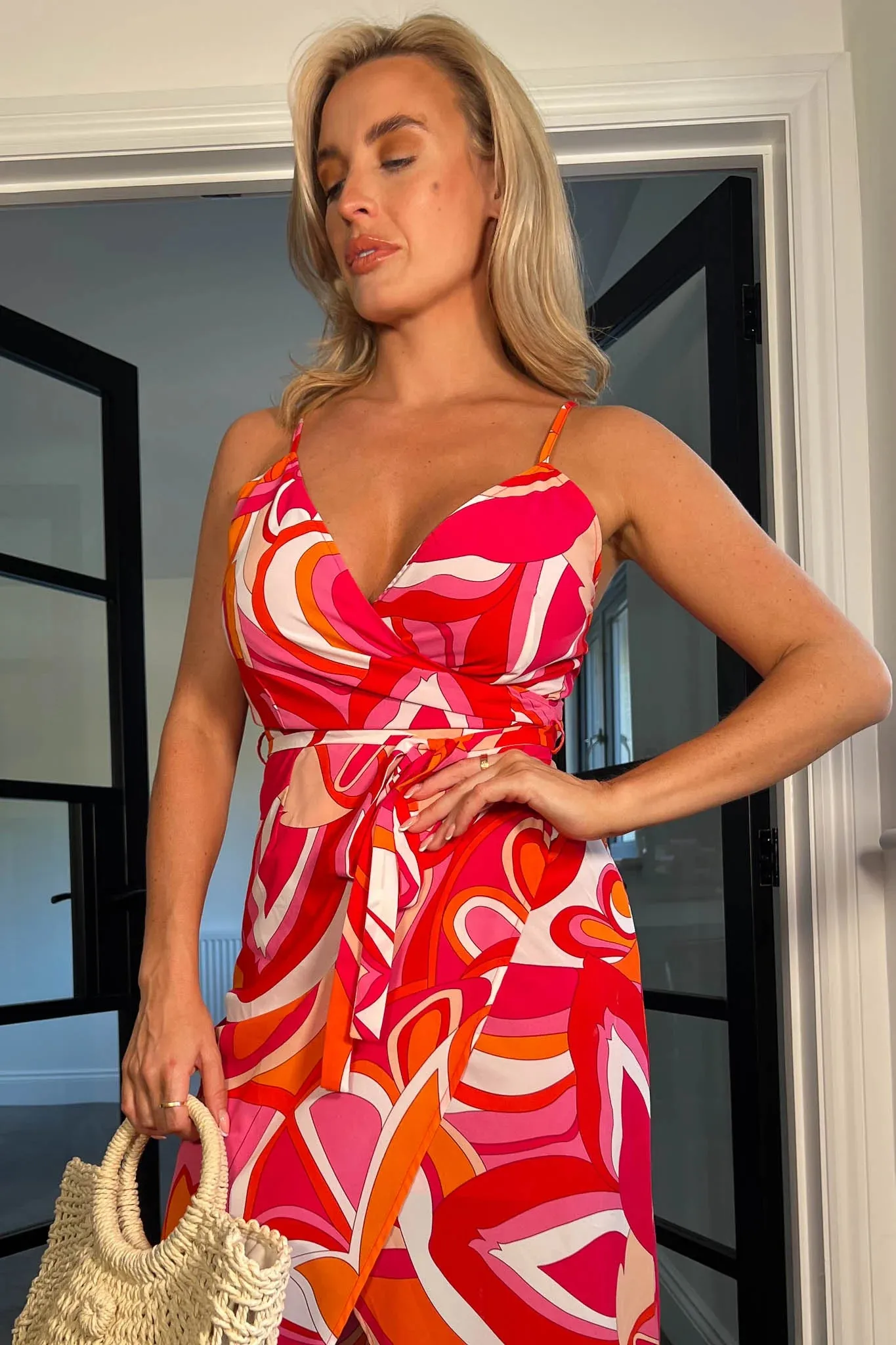 Girl in Mind Mia Pink and Orange Wrap Maxi Dress