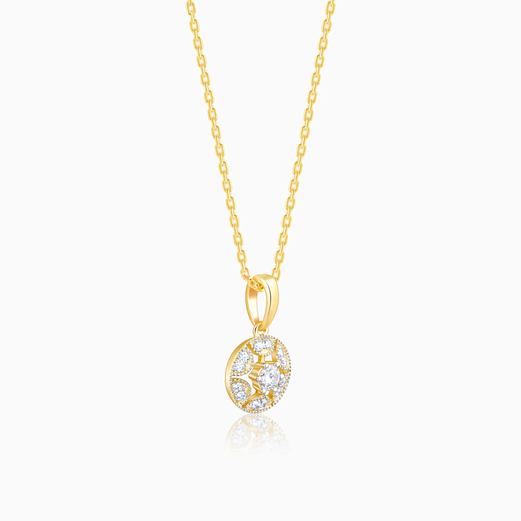 Gold Star Circle Diamond Pendant