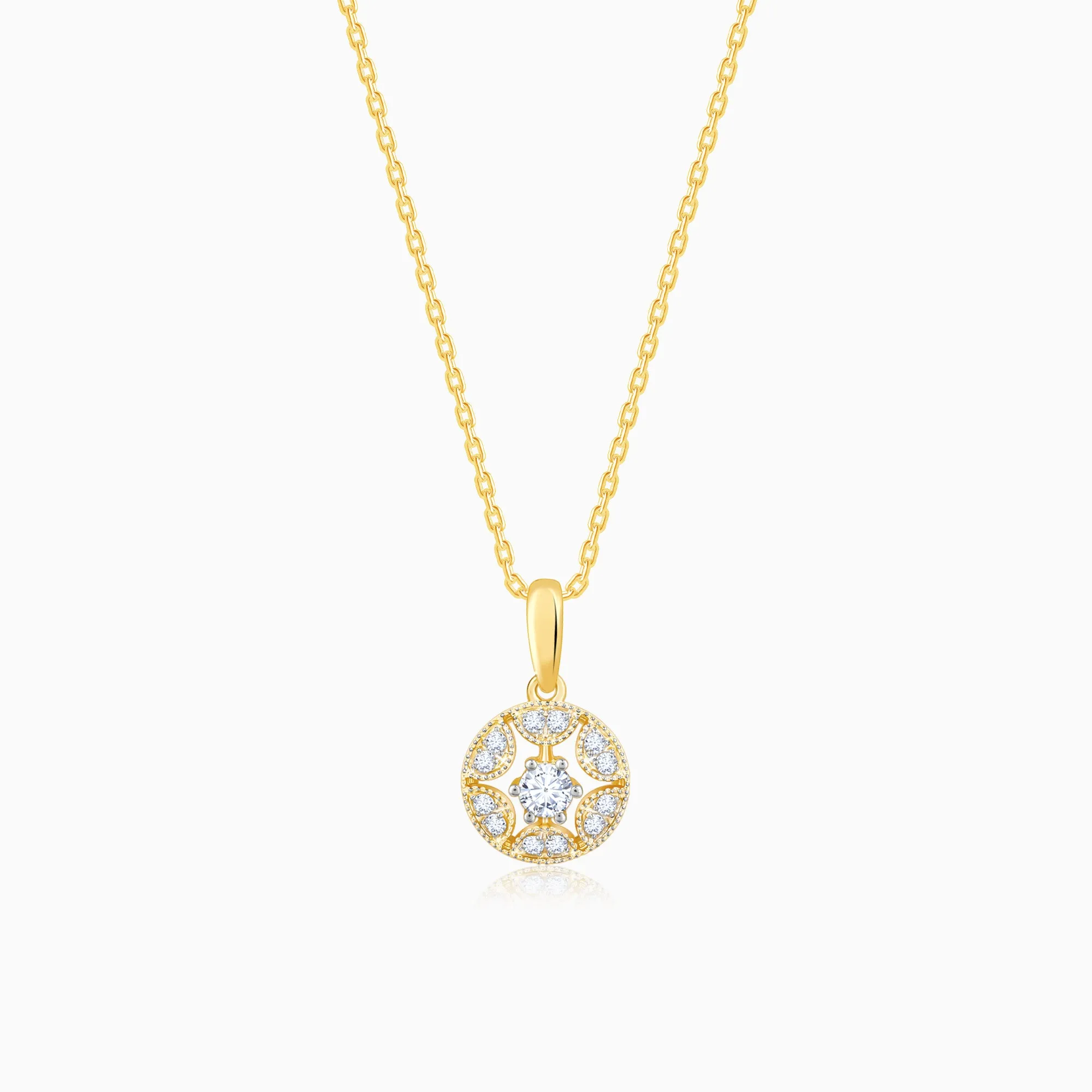 Gold Star Circle Diamond Pendant