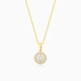 Gold Star Circle Diamond Pendant