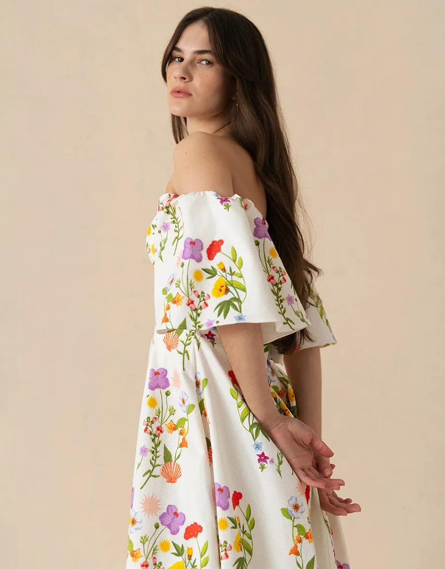 Gracie Pique Maxi Dress - Terrazzo Flower White - SALE