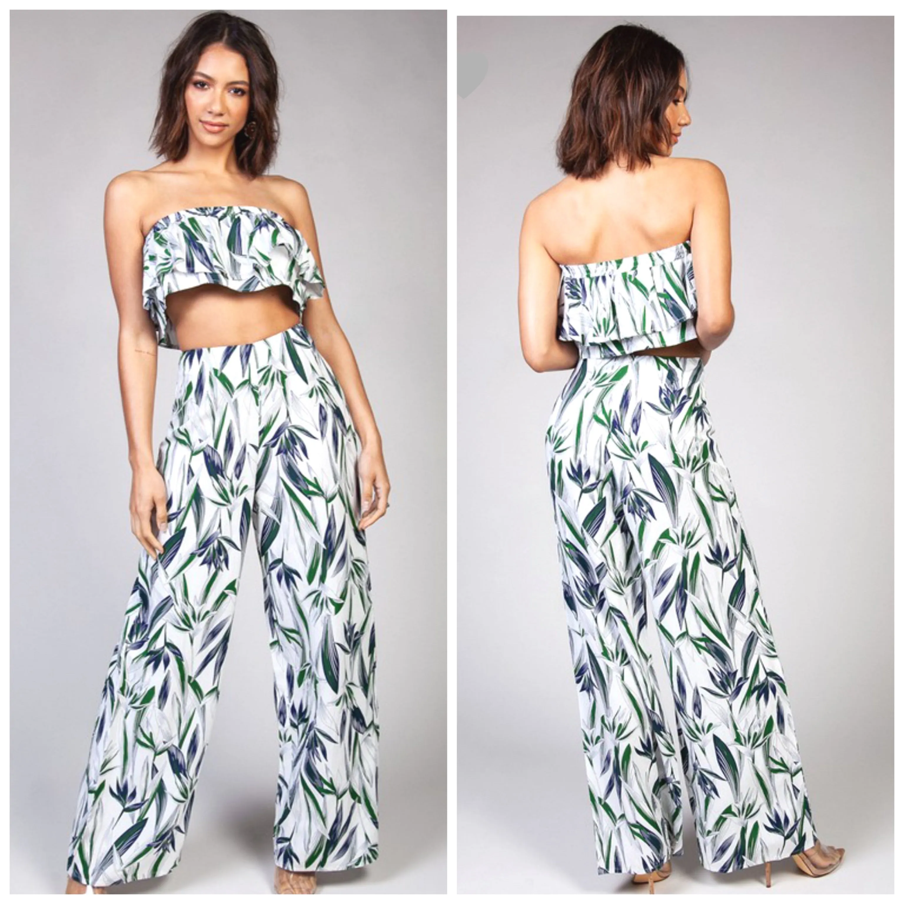 Green Flower Pants Set