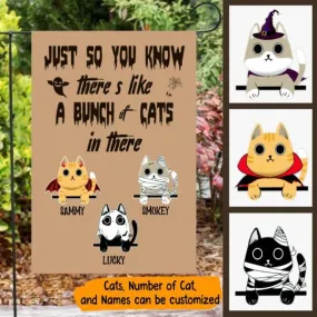 Halloween Fluffy Cat Personalized Garden Flag - Cats and Names can be customized