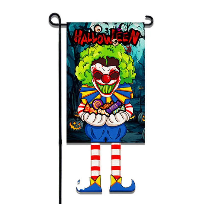 Halloween ornament pumpkin Rudolph clown double-sided print linen flag