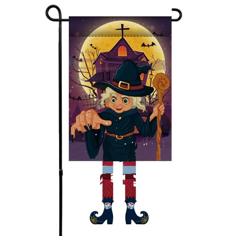 Halloween ornament pumpkin Rudolph clown double-sided print linen flag