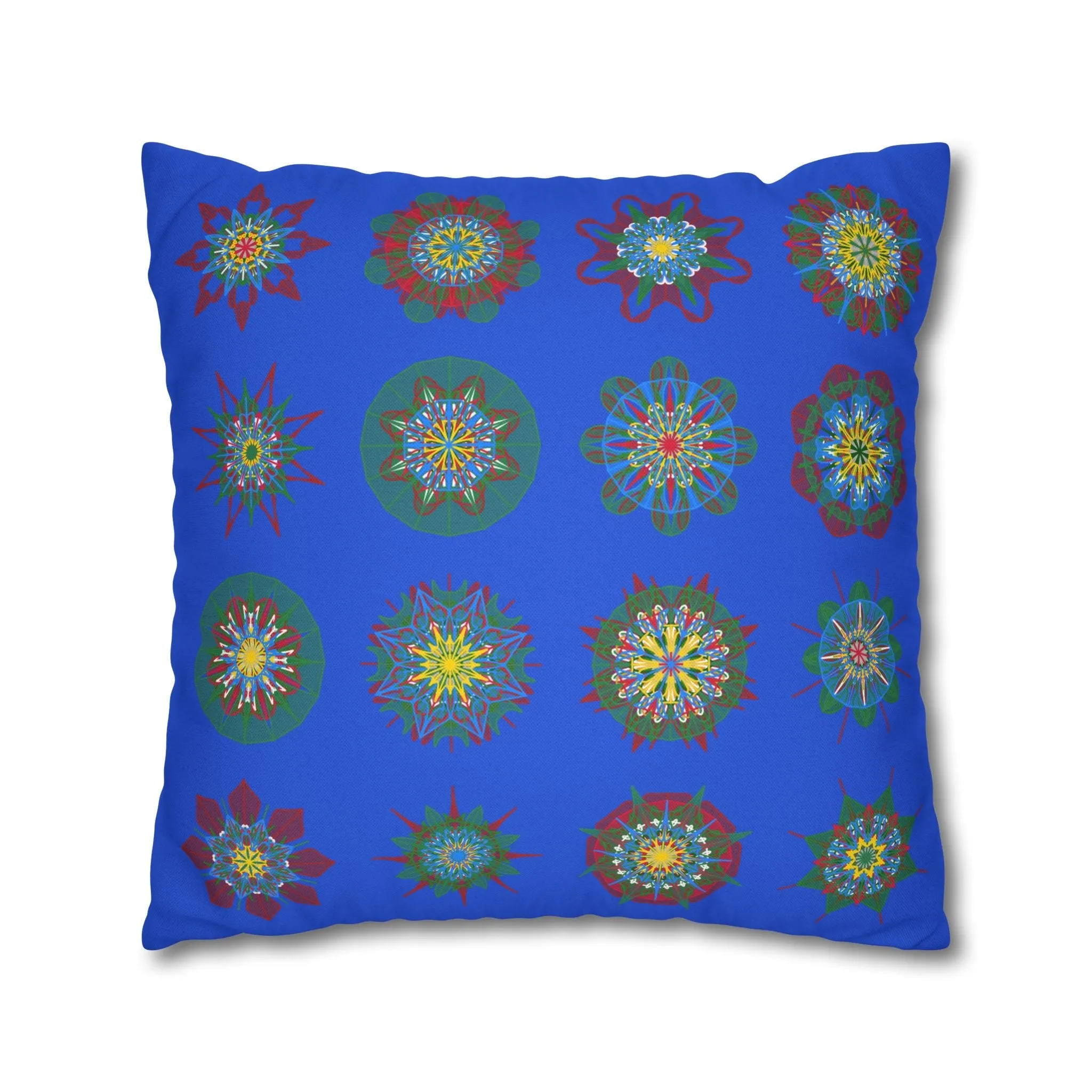 Handmade Mandala Art Christmas Pillowcase - Royal Blue