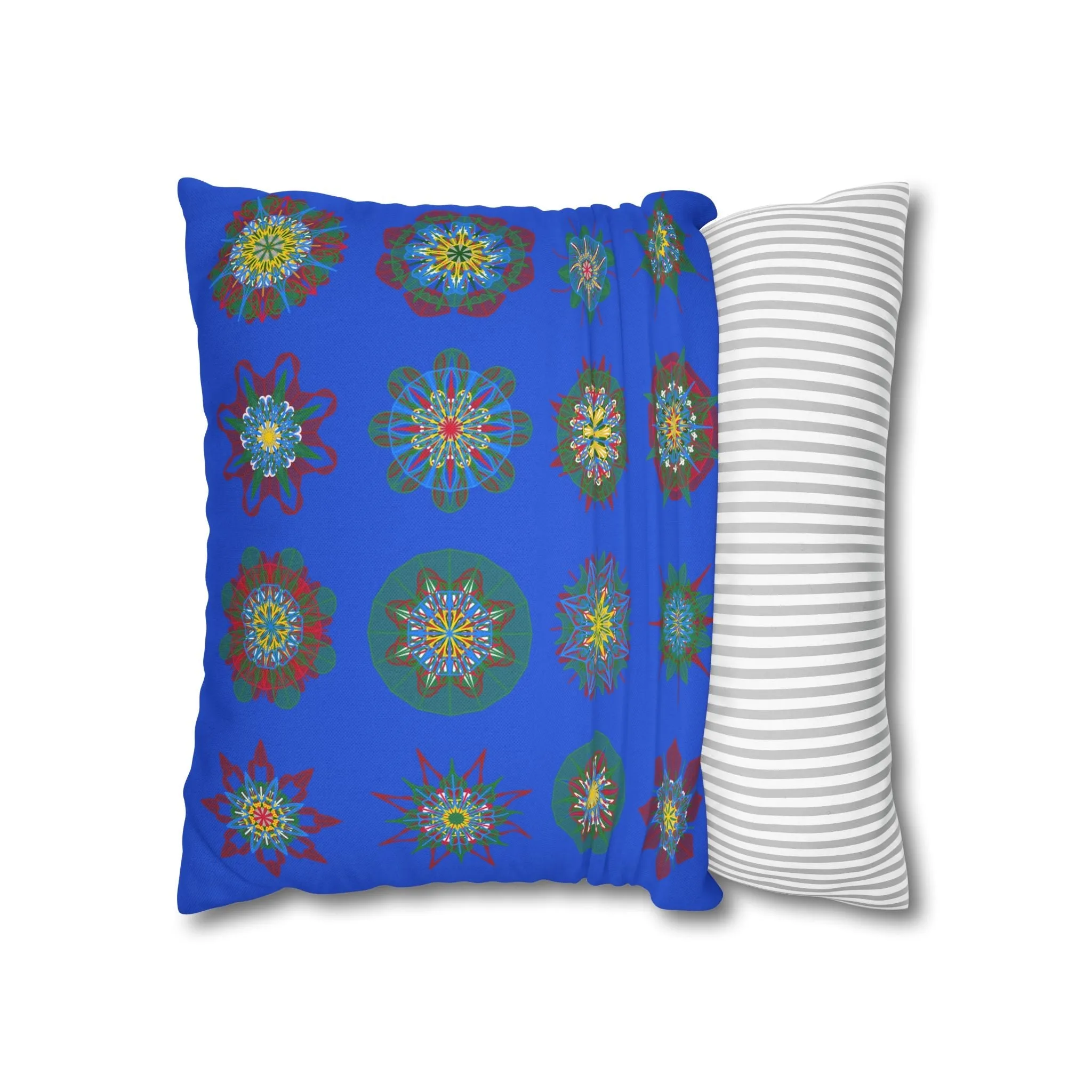 Handmade Mandala Art Christmas Pillowcase - Royal Blue