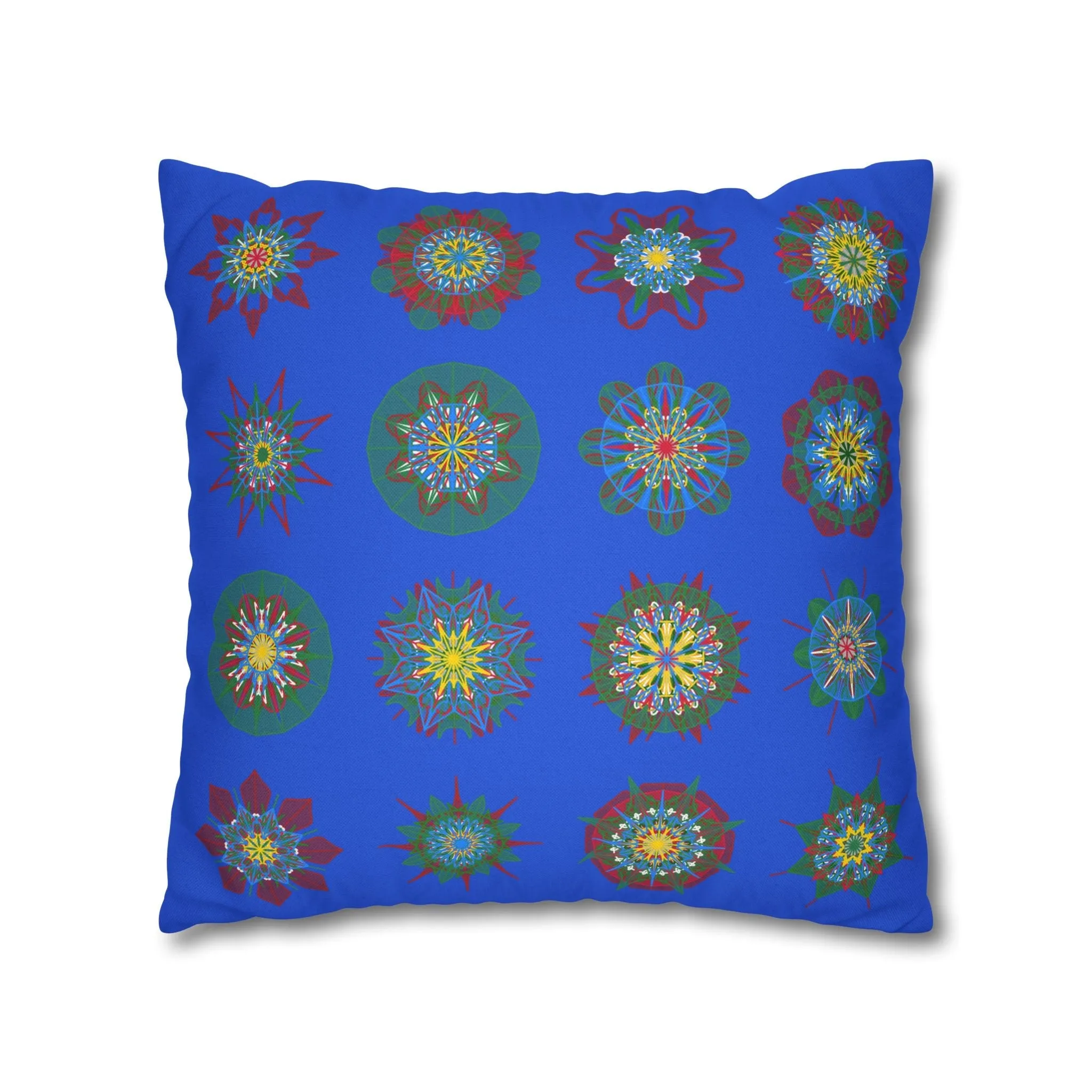 Handmade Mandala Art Christmas Pillowcase - Royal Blue