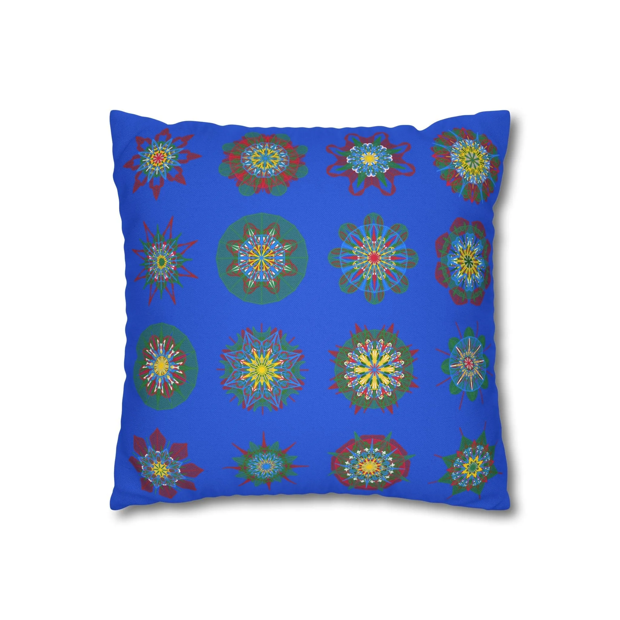 Handmade Mandala Art Christmas Pillowcase - Royal Blue