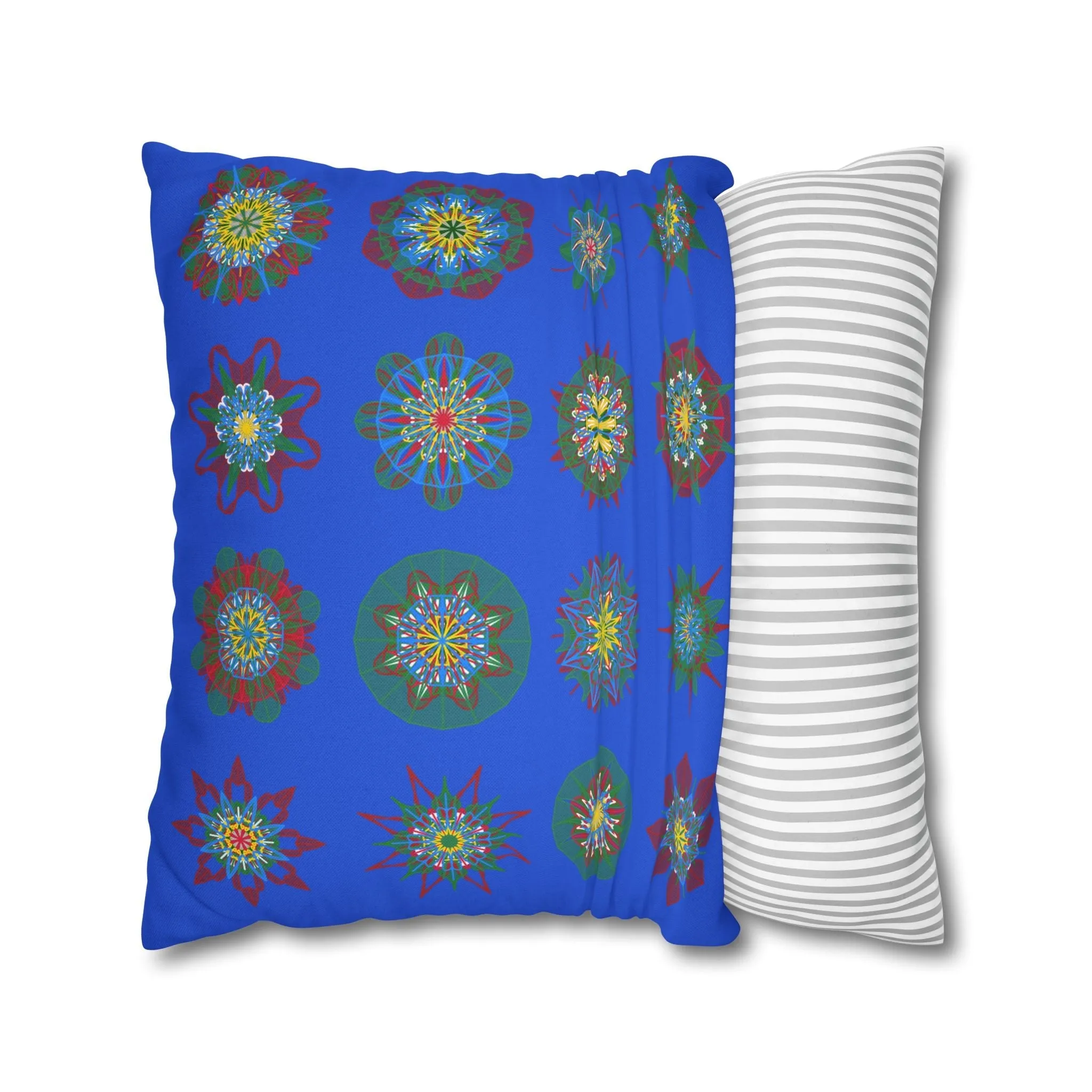 Handmade Mandala Art Christmas Pillowcase - Royal Blue