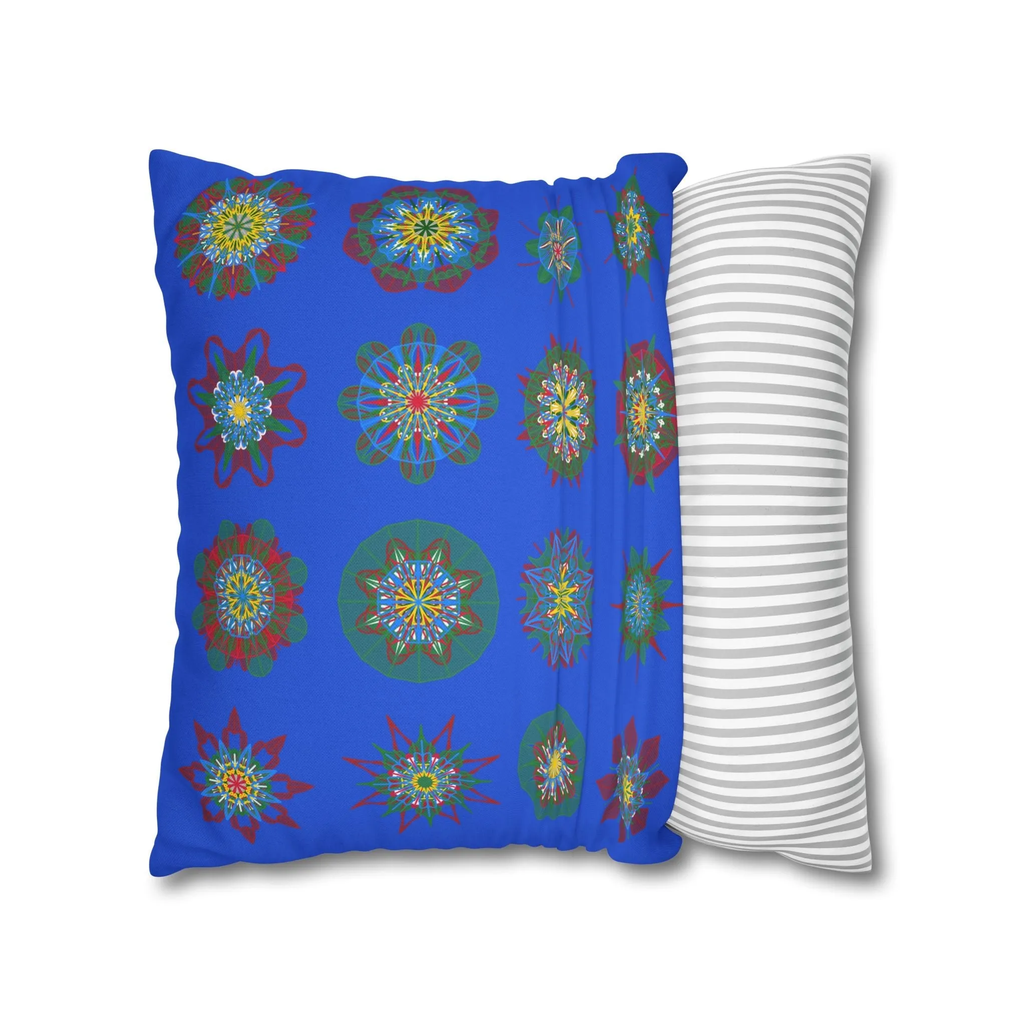 Handmade Mandala Art Christmas Pillowcase - Royal Blue