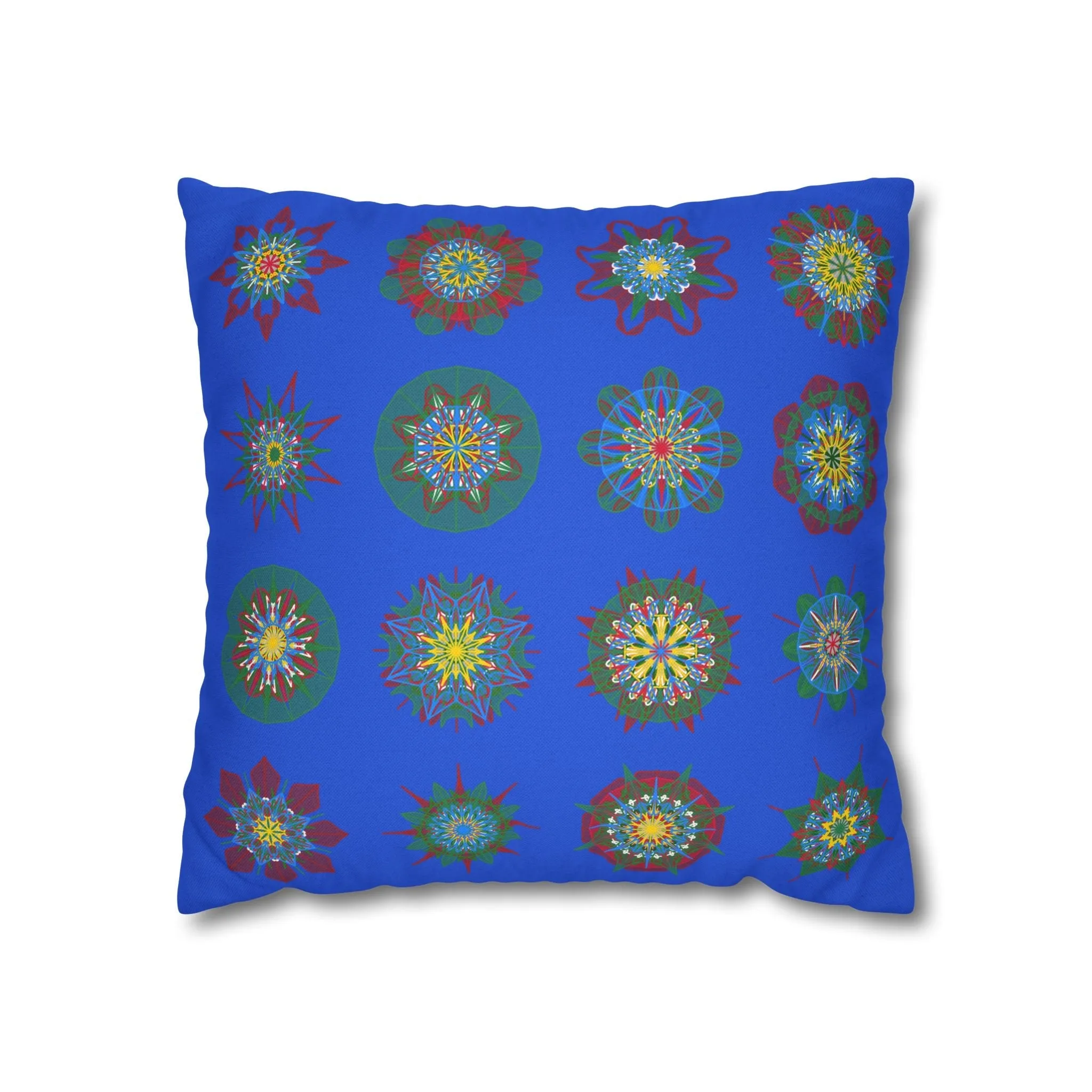 Handmade Mandala Art Christmas Pillowcase - Royal Blue