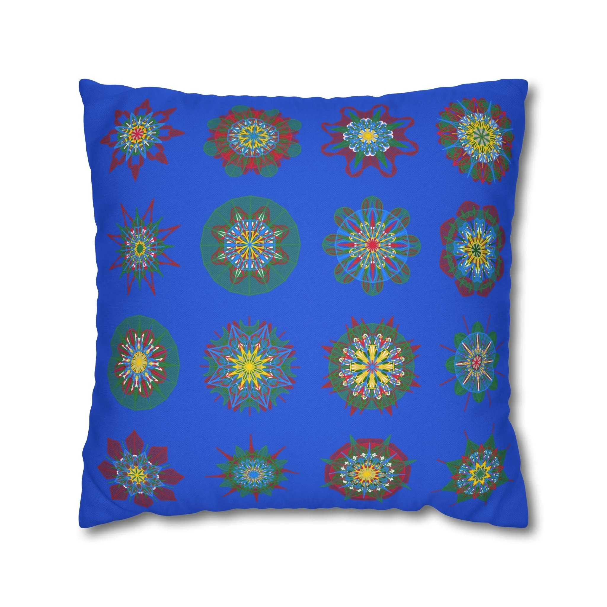 Handmade Mandala Art Christmas Pillowcase - Royal Blue