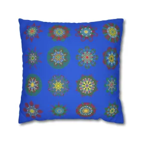 Handmade Mandala Art Christmas Pillowcase - Royal Blue