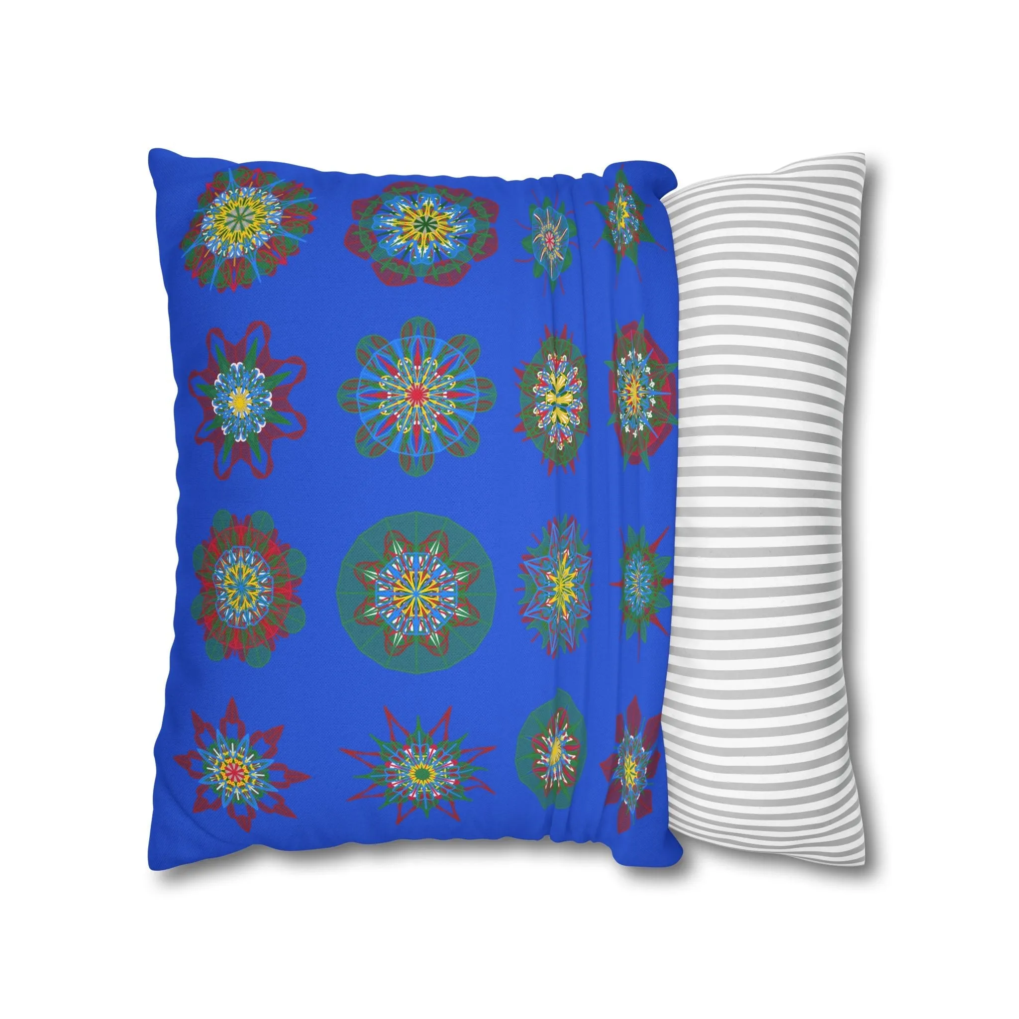 Handmade Mandala Art Christmas Pillowcase - Royal Blue