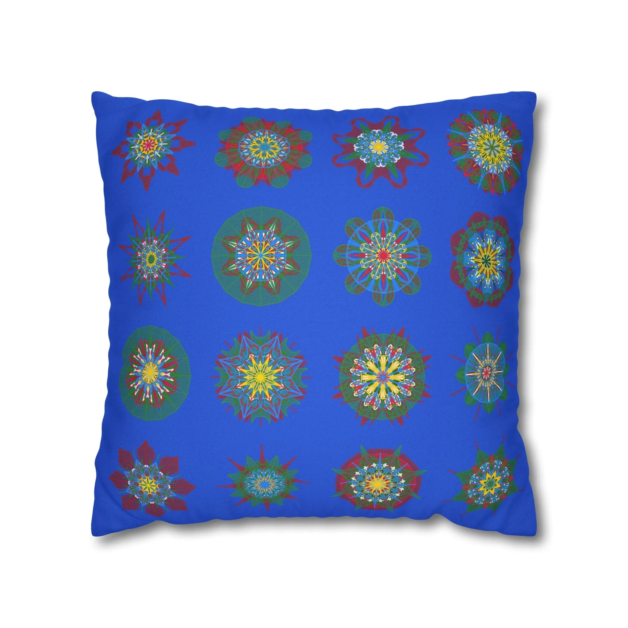 Handmade Mandala Art Christmas Pillowcase - Royal Blue