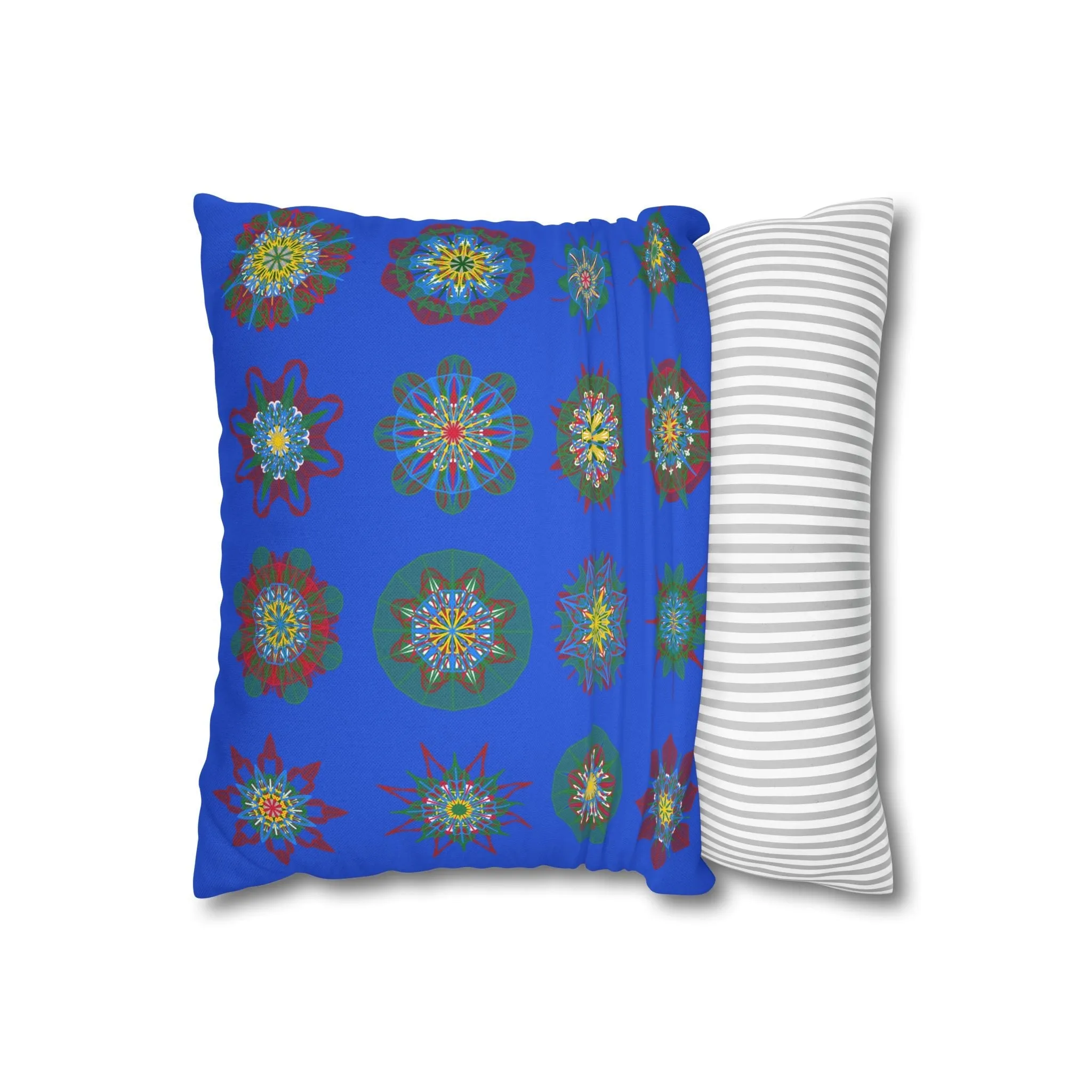 Handmade Mandala Art Christmas Pillowcase - Royal Blue