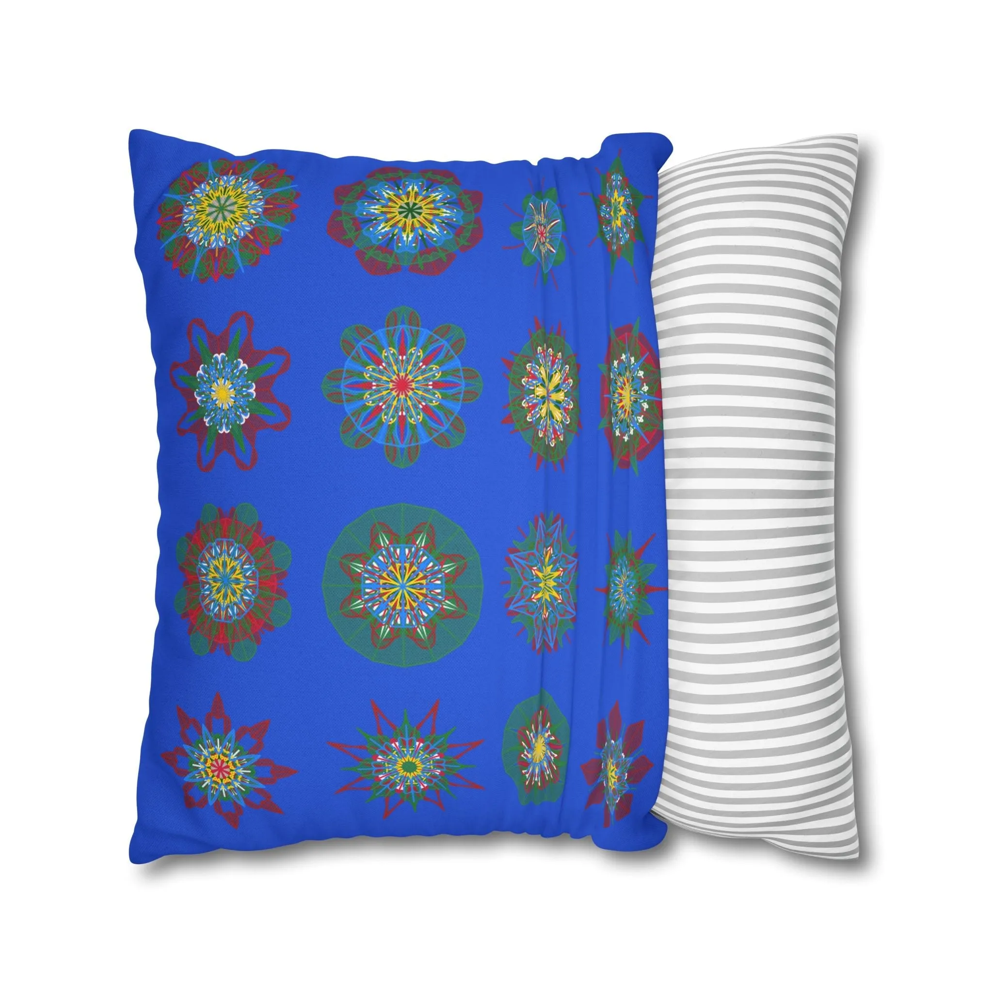 Handmade Mandala Art Christmas Pillowcase - Royal Blue