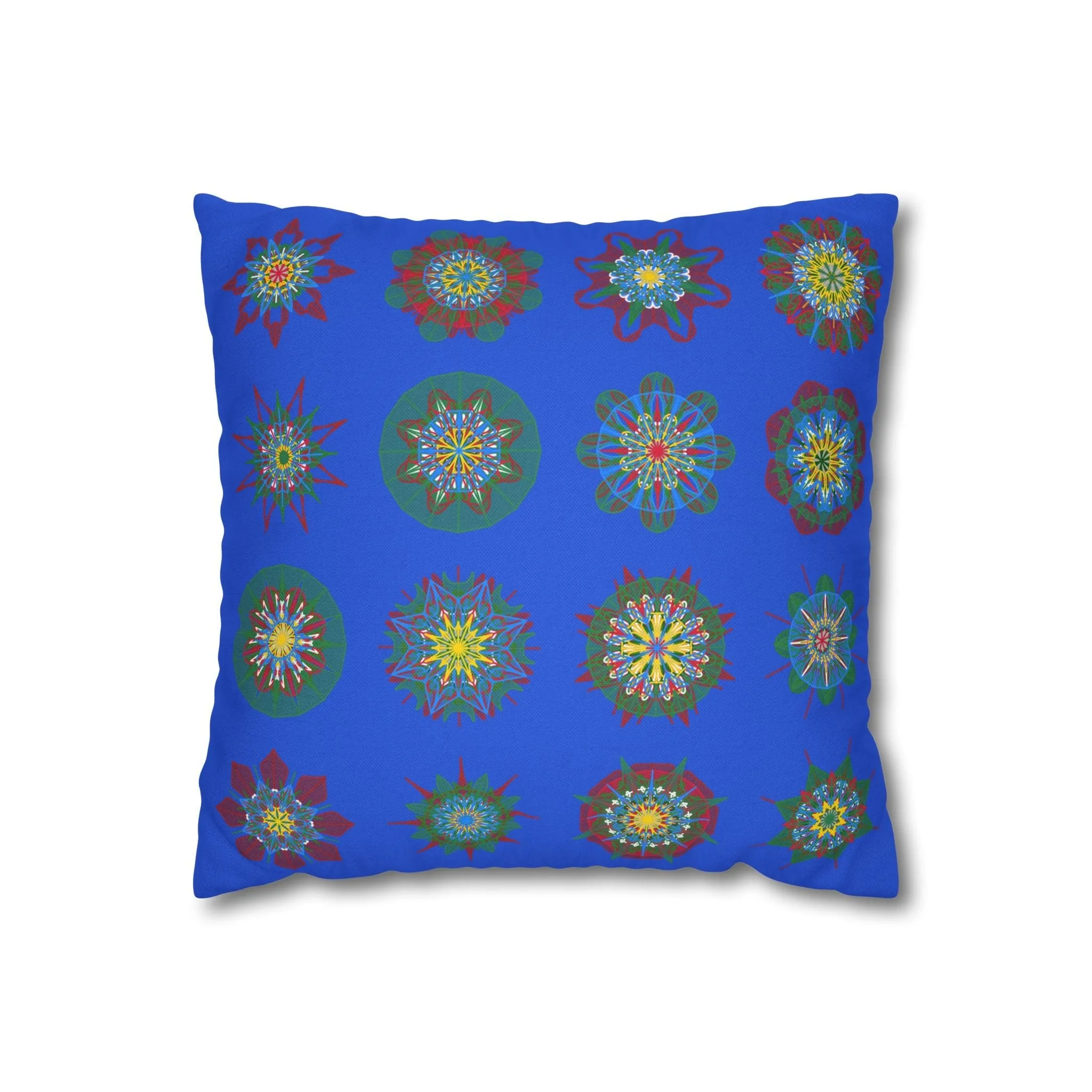 Handmade Mandala Art Christmas Pillowcase - Royal Blue