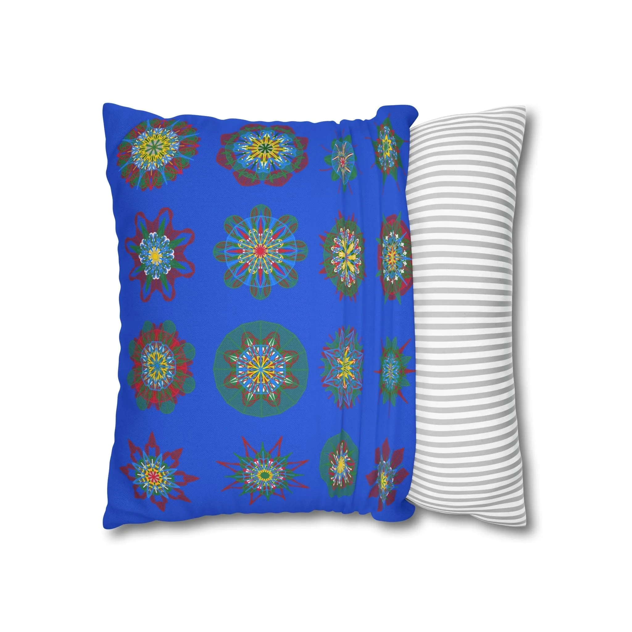 Handmade Mandala Art Christmas Pillowcase - Royal Blue