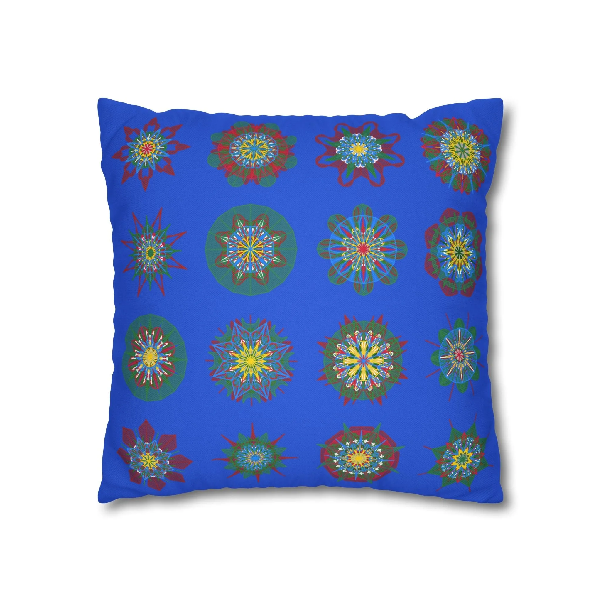 Handmade Mandala Art Christmas Pillowcase - Royal Blue