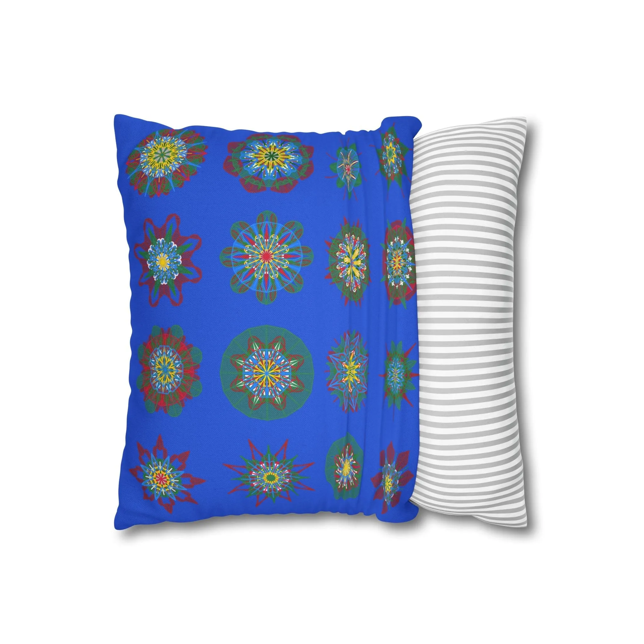 Handmade Mandala Art Christmas Pillowcase - Royal Blue