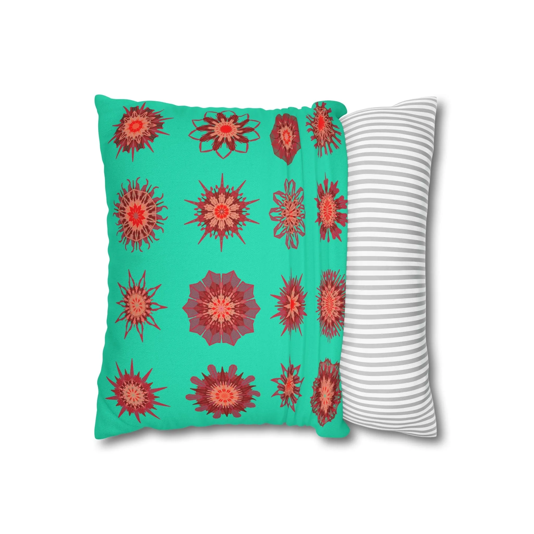 Handmade Mandala Art Pillowcase - Aqua Square Pillowcase