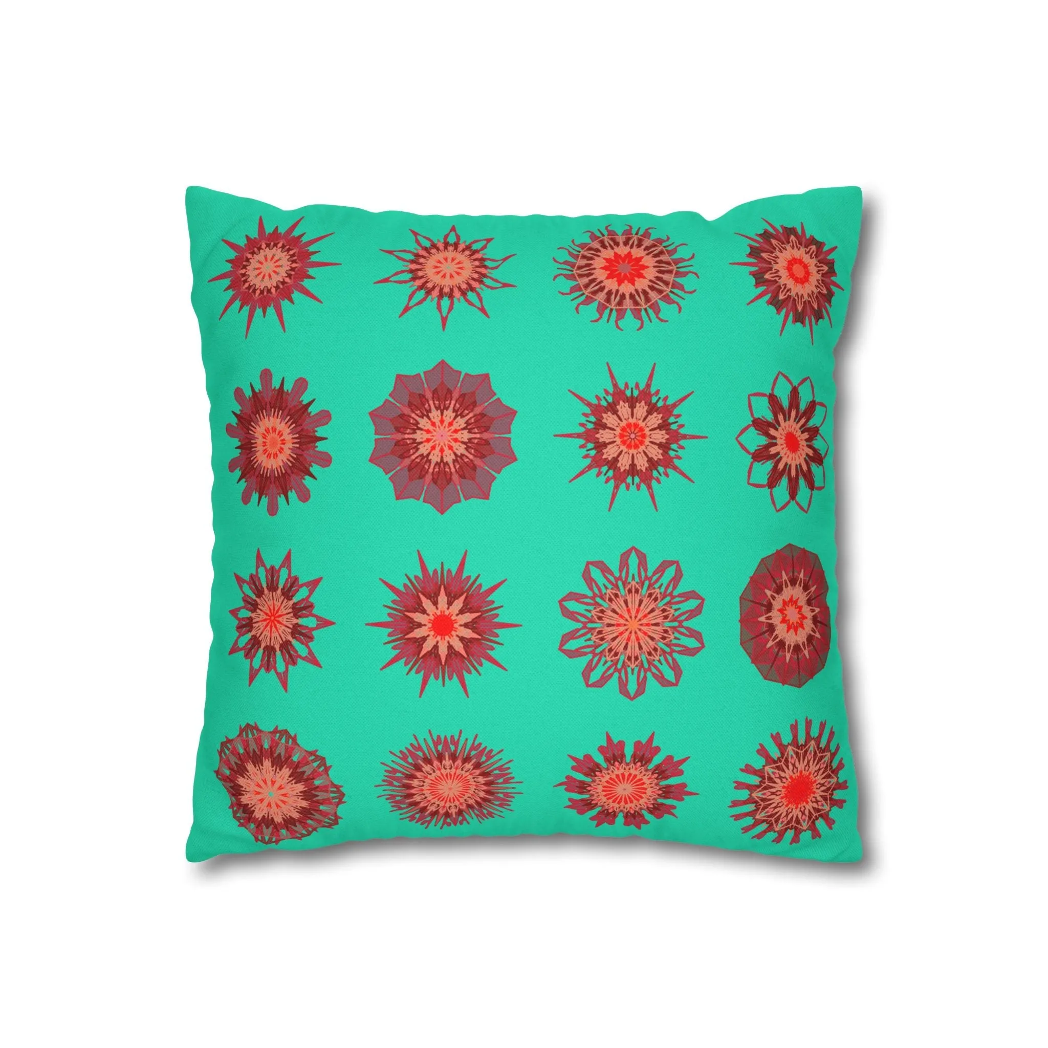 Handmade Mandala Art Pillowcase - Aqua Square Pillowcase