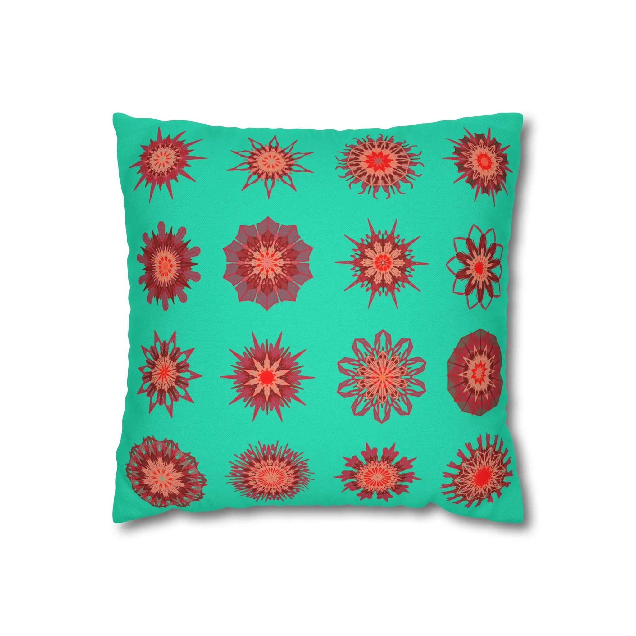 Handmade Mandala Art Pillowcase - Aqua Square Pillowcase