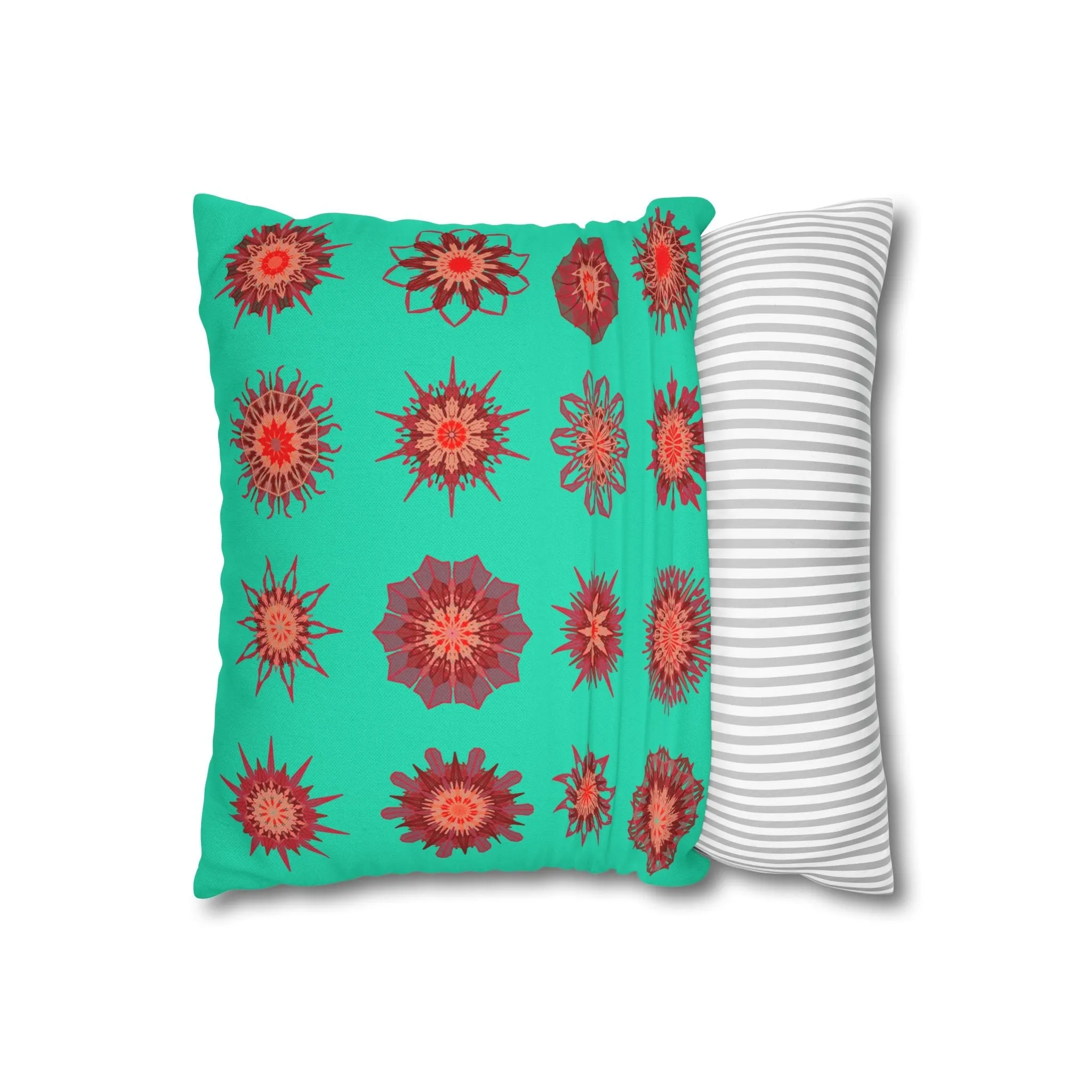 Handmade Mandala Art Pillowcase - Aqua Square Pillowcase