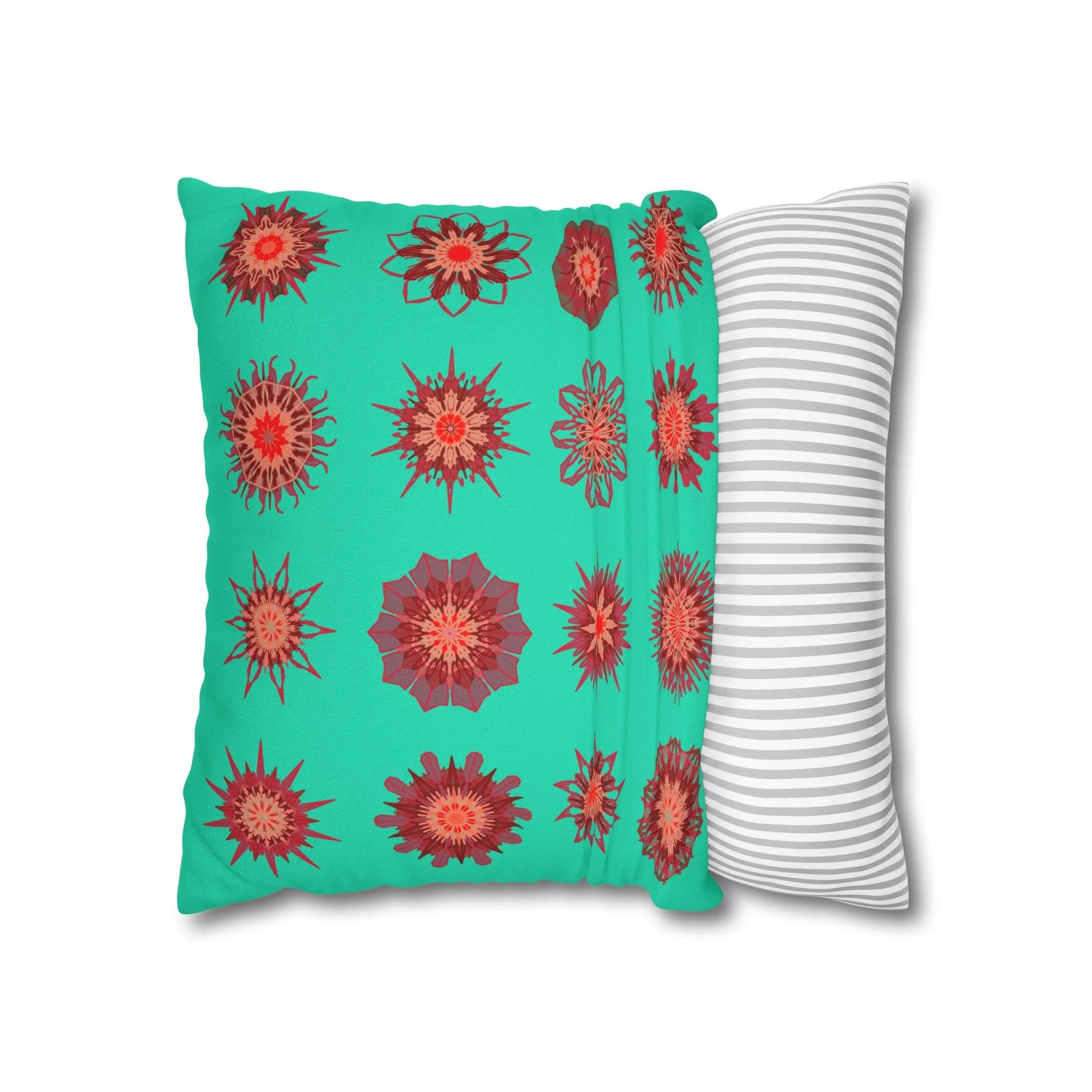 Handmade Mandala Art Pillowcase - Aqua Square Pillowcase