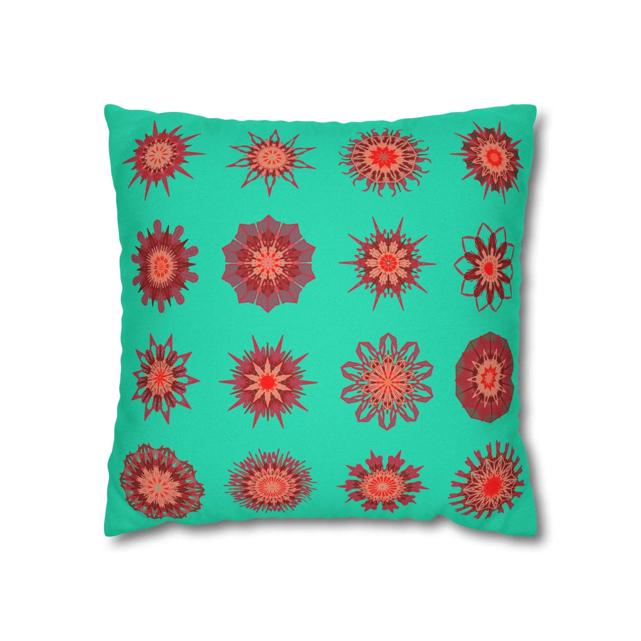 Handmade Mandala Art Pillowcase - Aqua Square Pillowcase