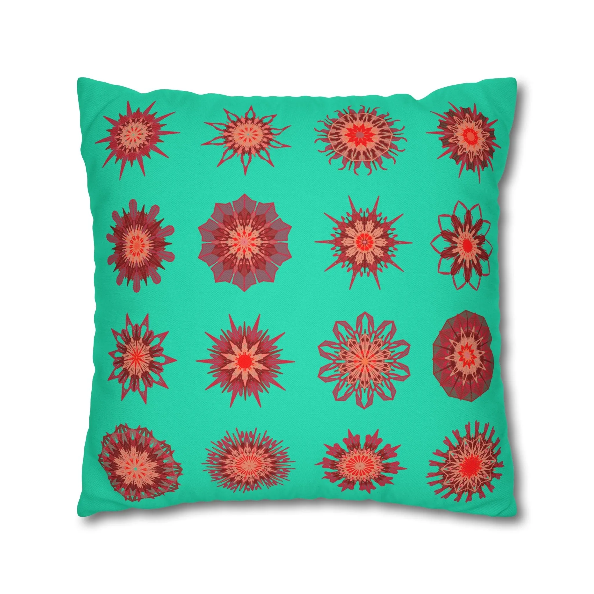 Handmade Mandala Art Pillowcase - Aqua Square Pillowcase