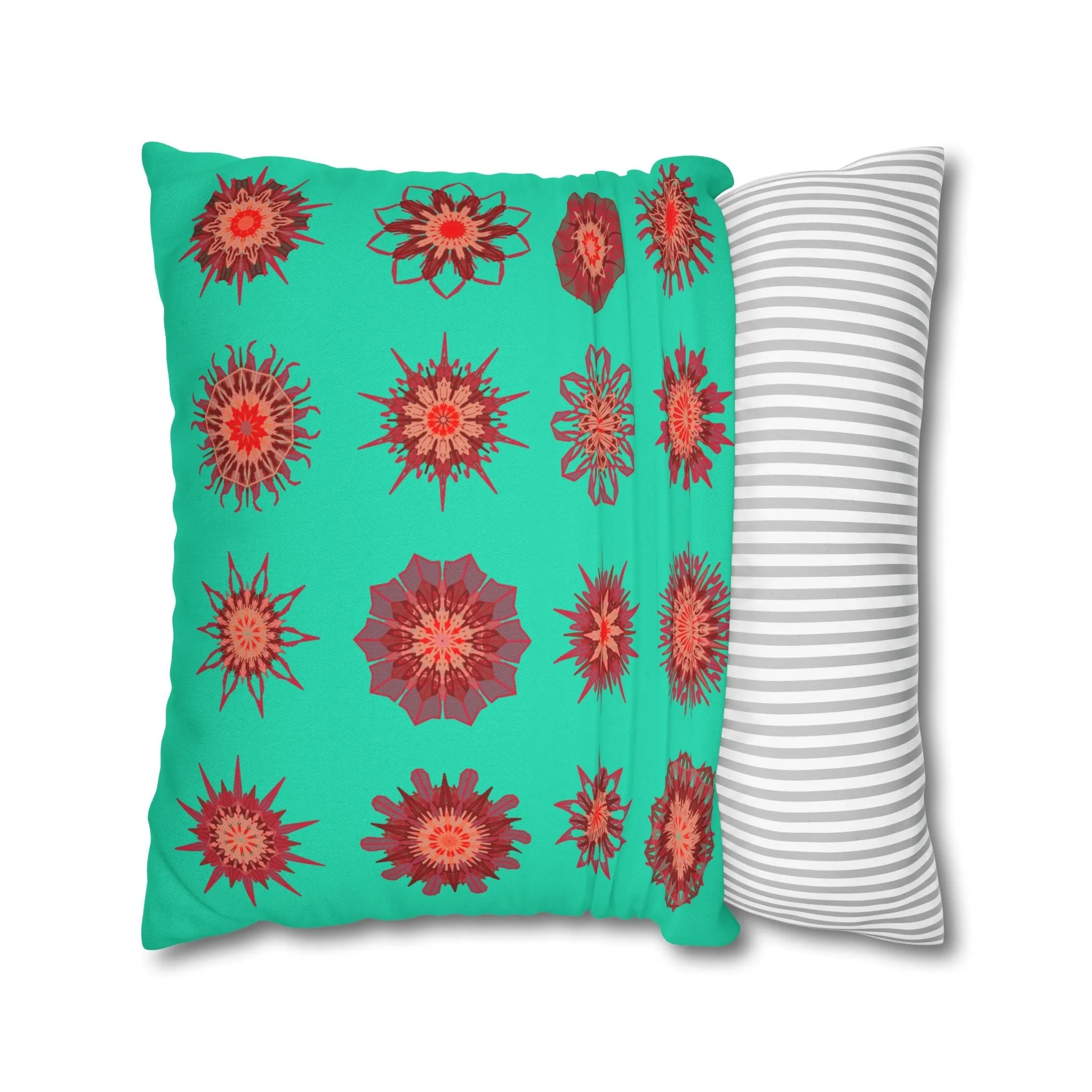 Handmade Mandala Art Pillowcase - Aqua Square Pillowcase