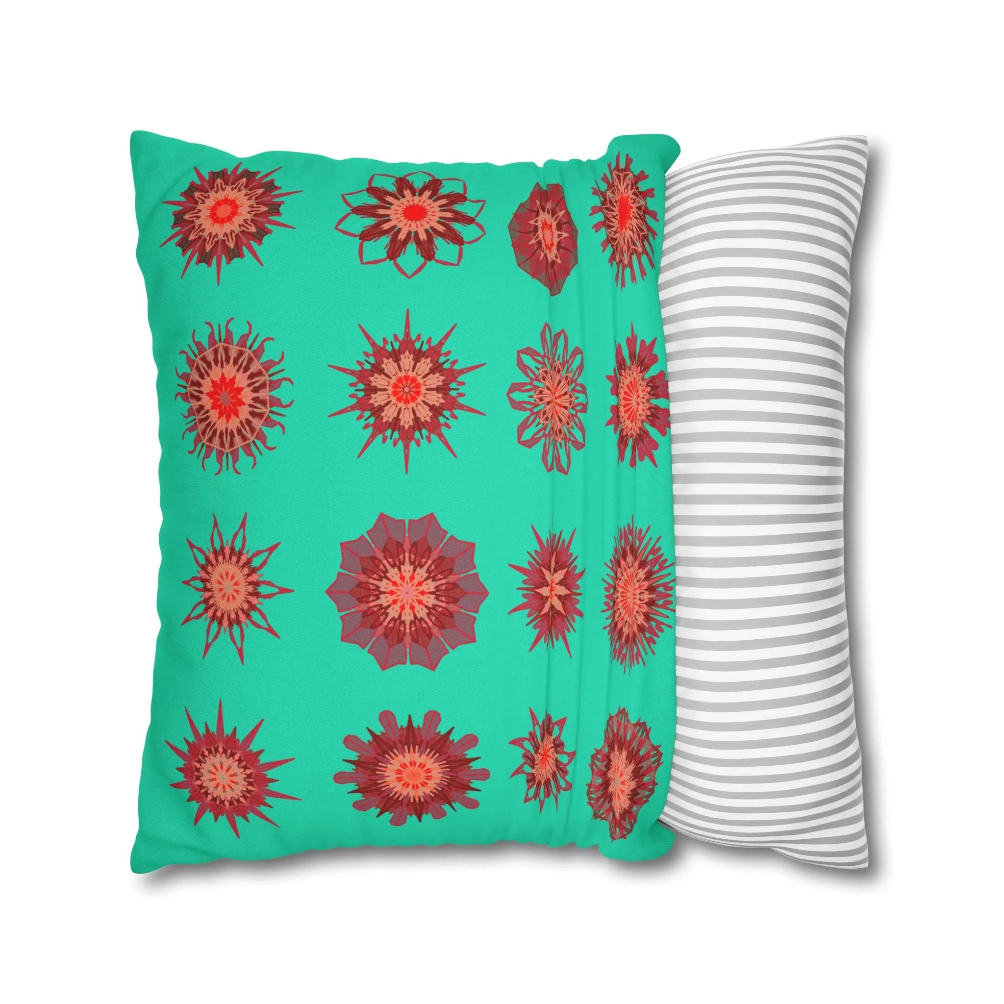 Handmade Mandala Art Pillowcase - Aqua Square Pillowcase