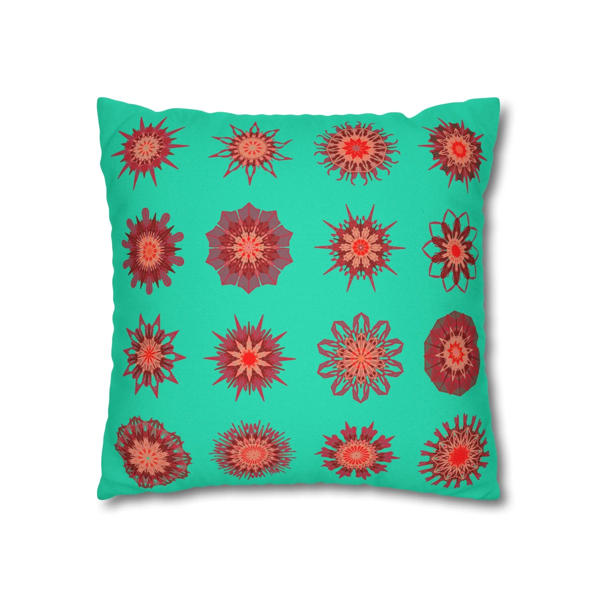 Handmade Mandala Art Pillowcase - Aqua Square Pillowcase