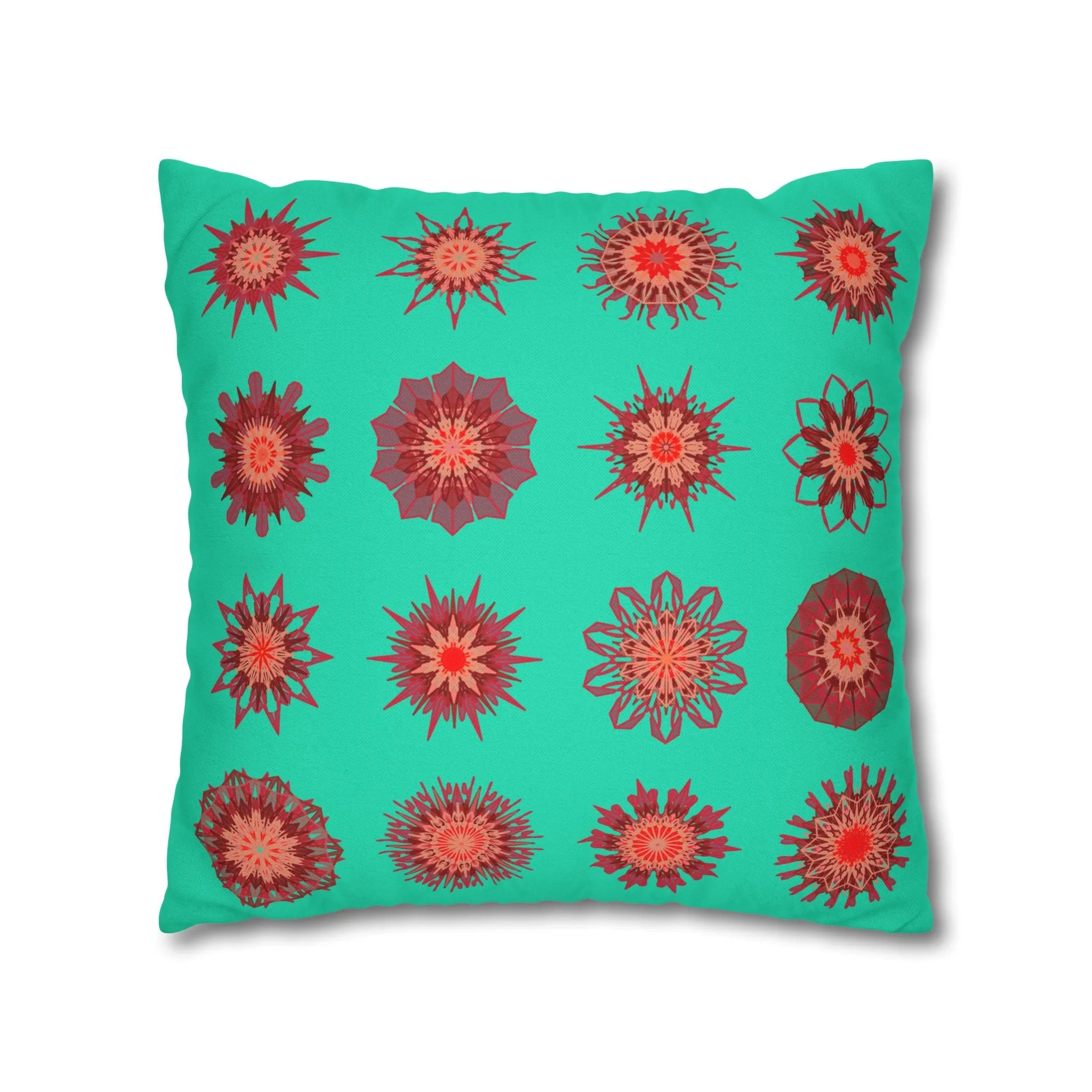 Handmade Mandala Art Pillowcase - Aqua Square Pillowcase