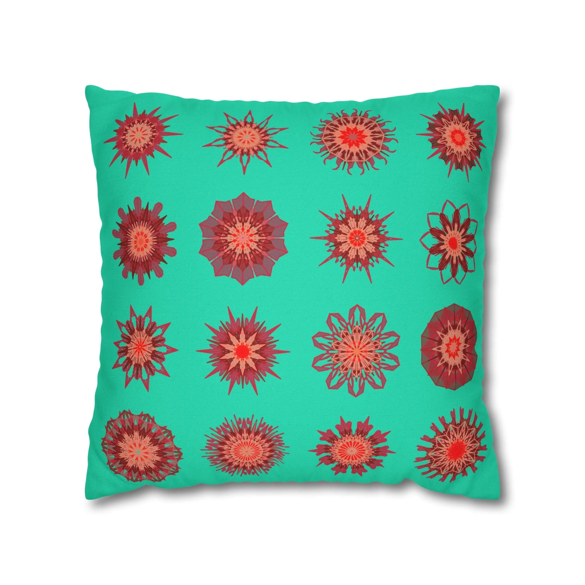 Handmade Mandala Art Pillowcase - Aqua Square Pillowcase