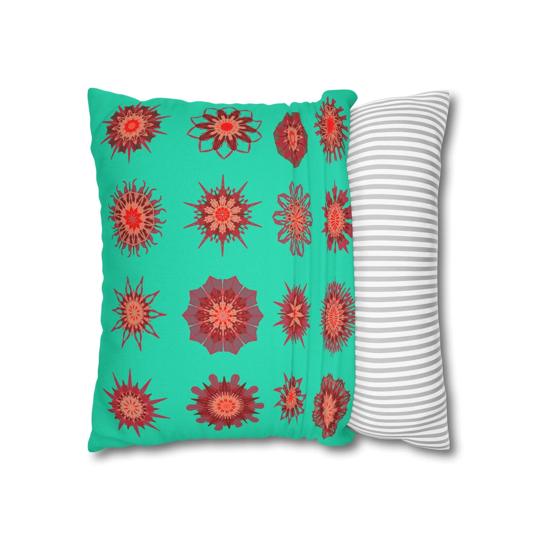 Handmade Mandala Art Pillowcase - Aqua Square Pillowcase